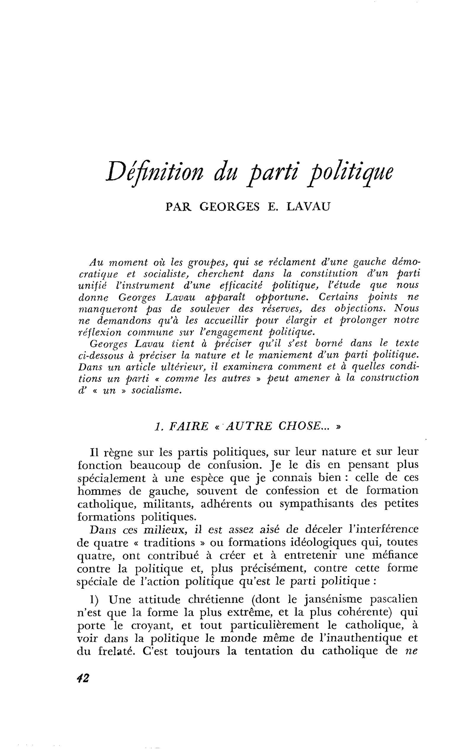 Définition du parti politique