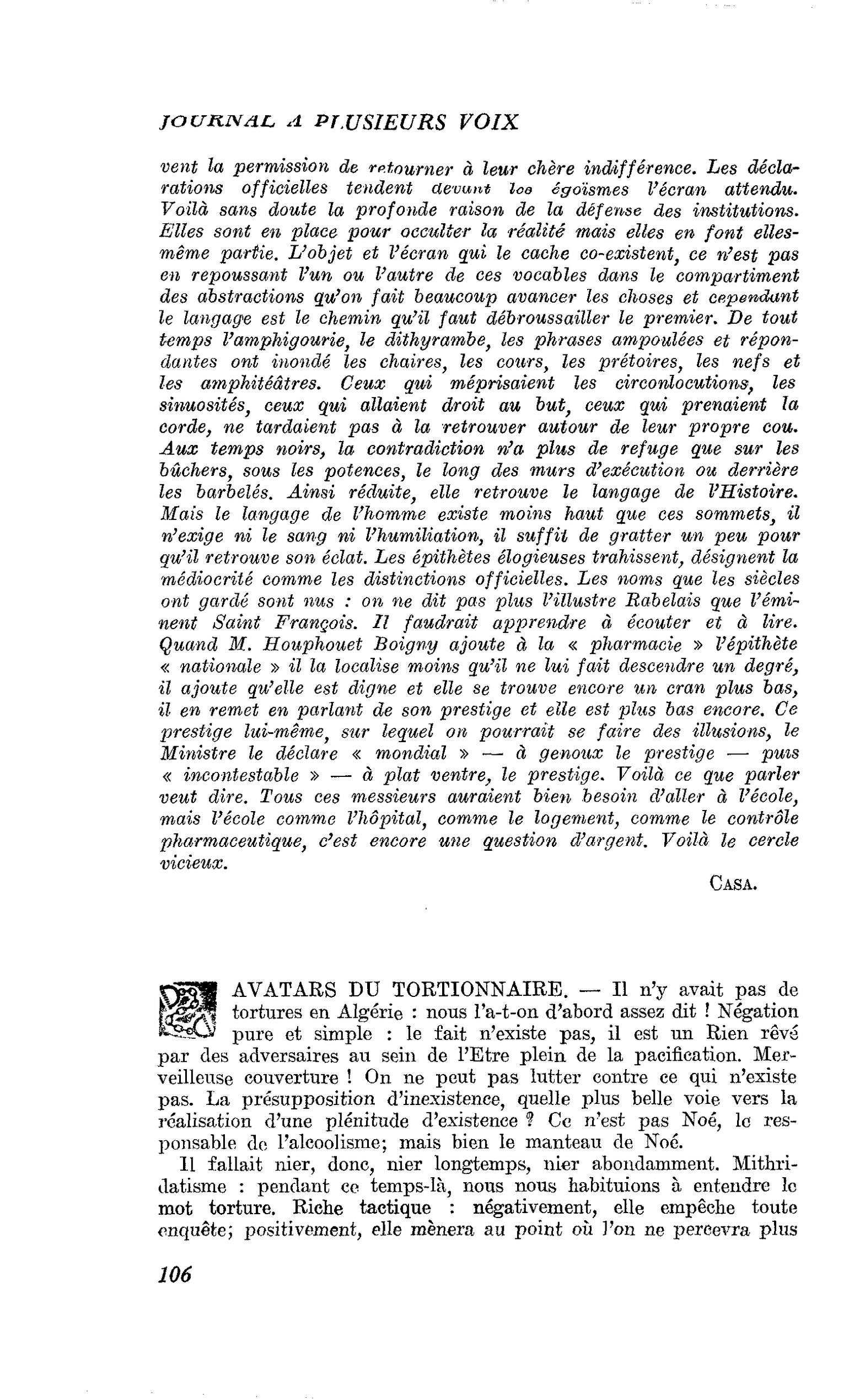 AVATARS DU TORTIONNAIRE