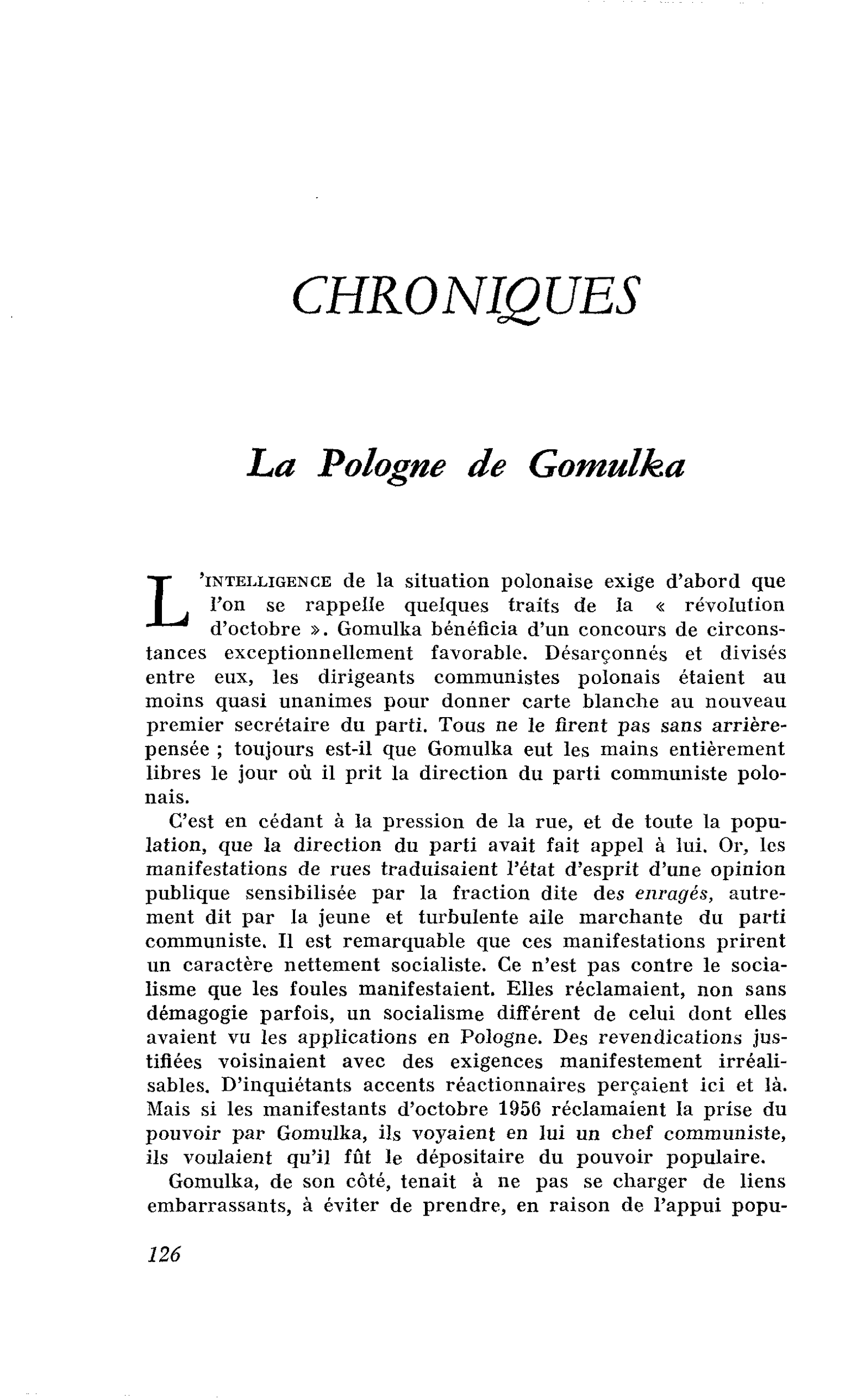 La Pologne de Gomulka