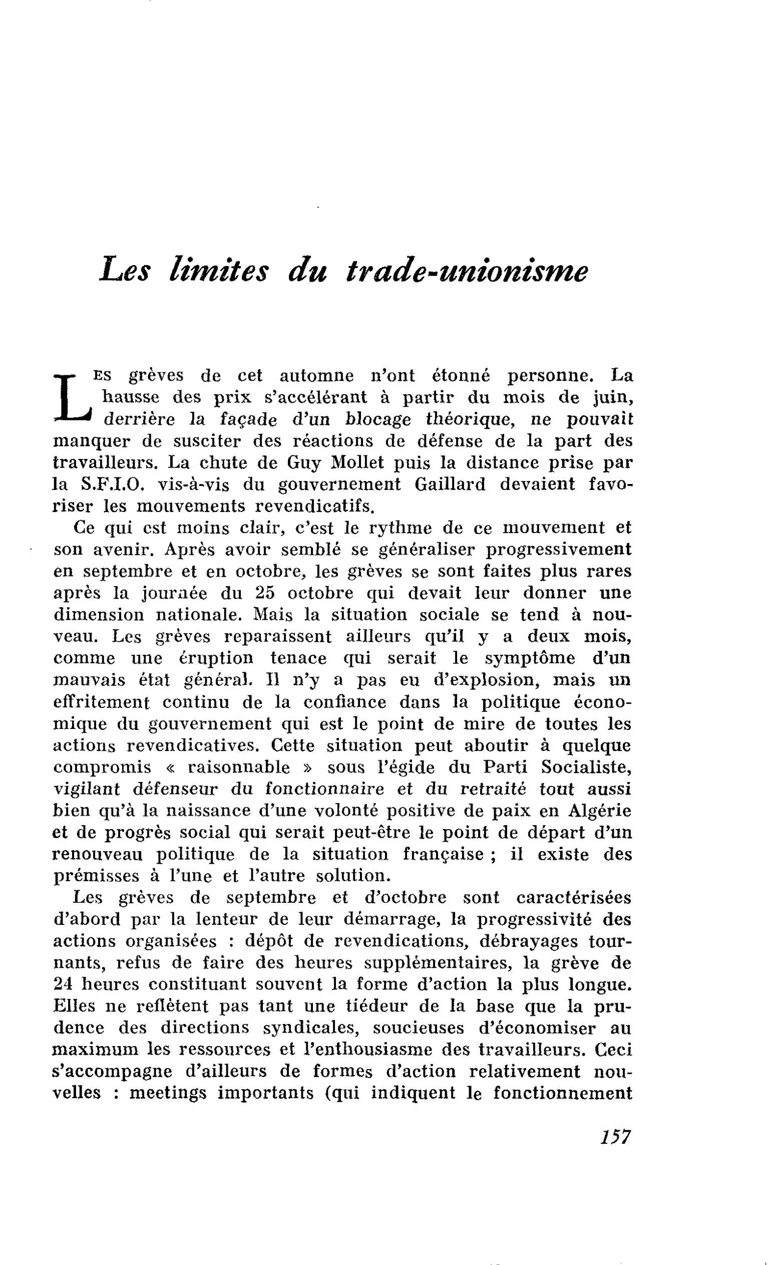 Les limites du trade-unionisme