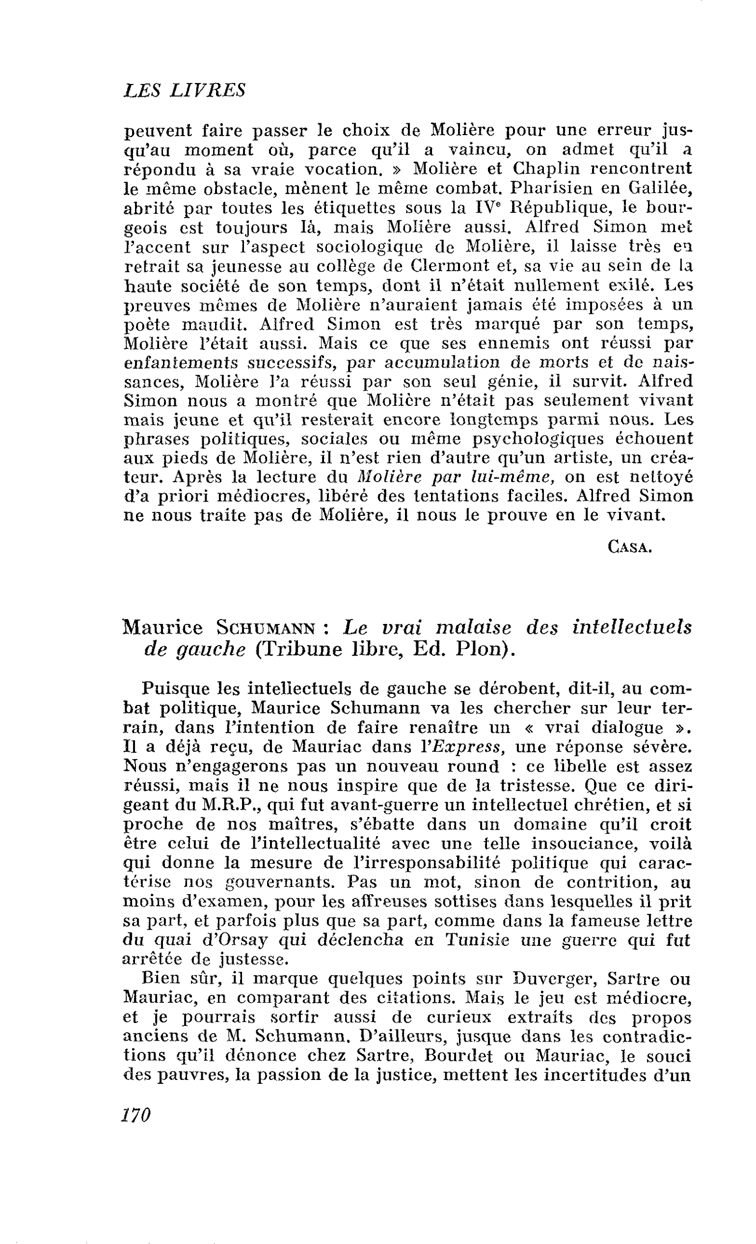 Maurice Schumann : Le vrai malaise des intellectuels de gauche