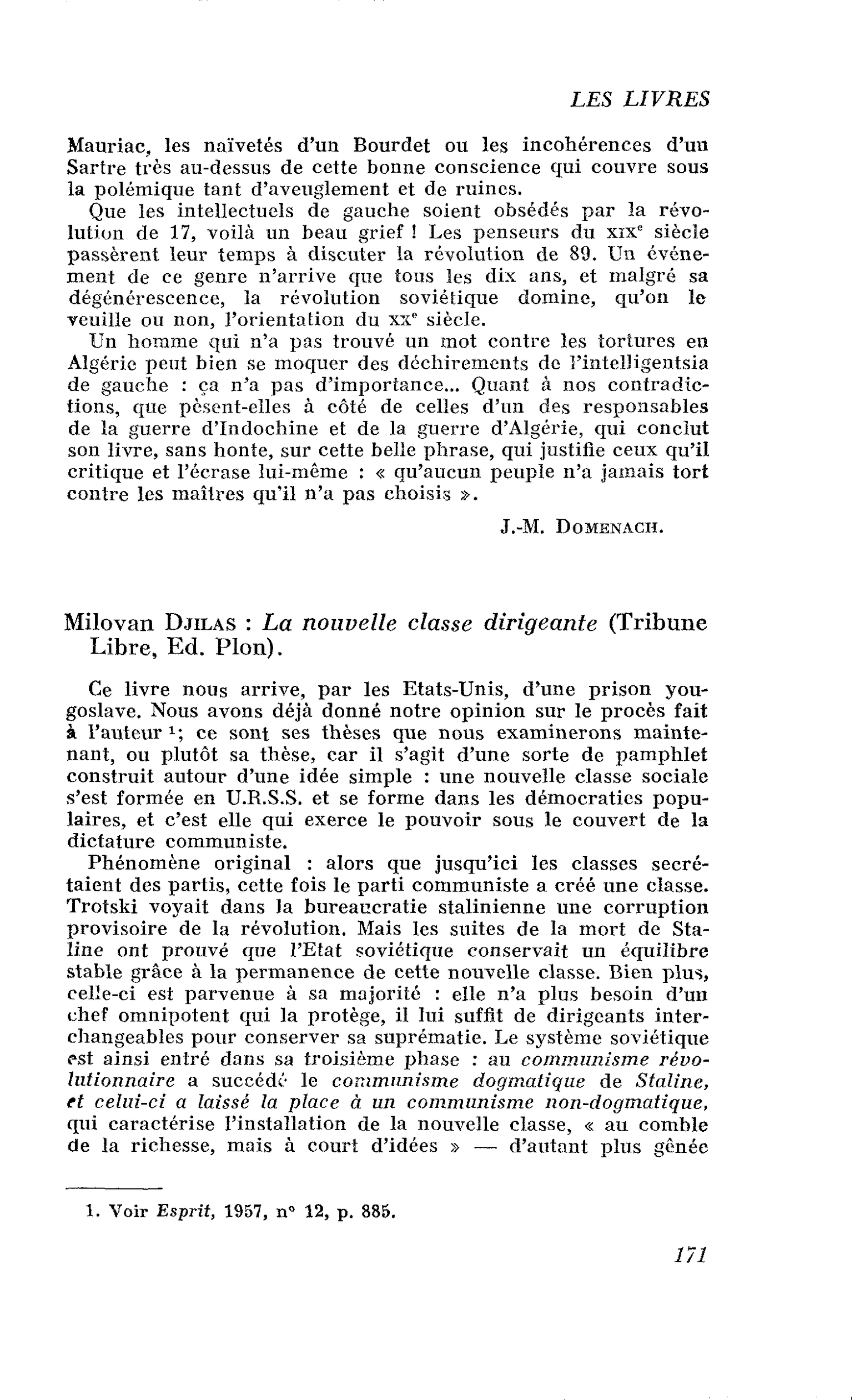 Milovan Djilas : La nouvelle classe dirigeante