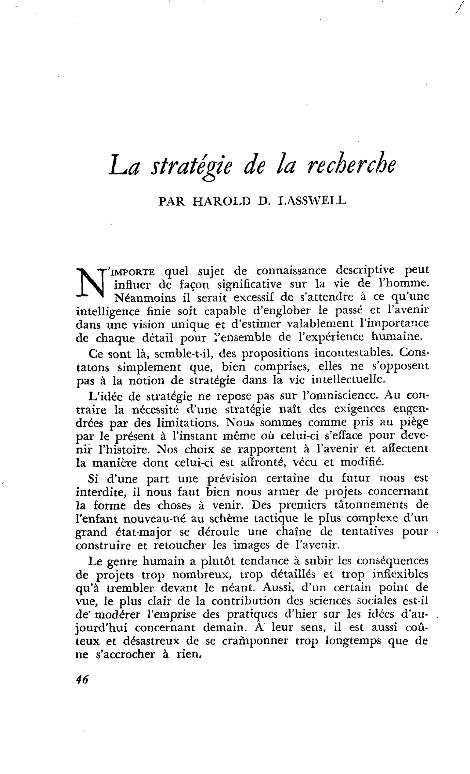 La stratégie de la recherche