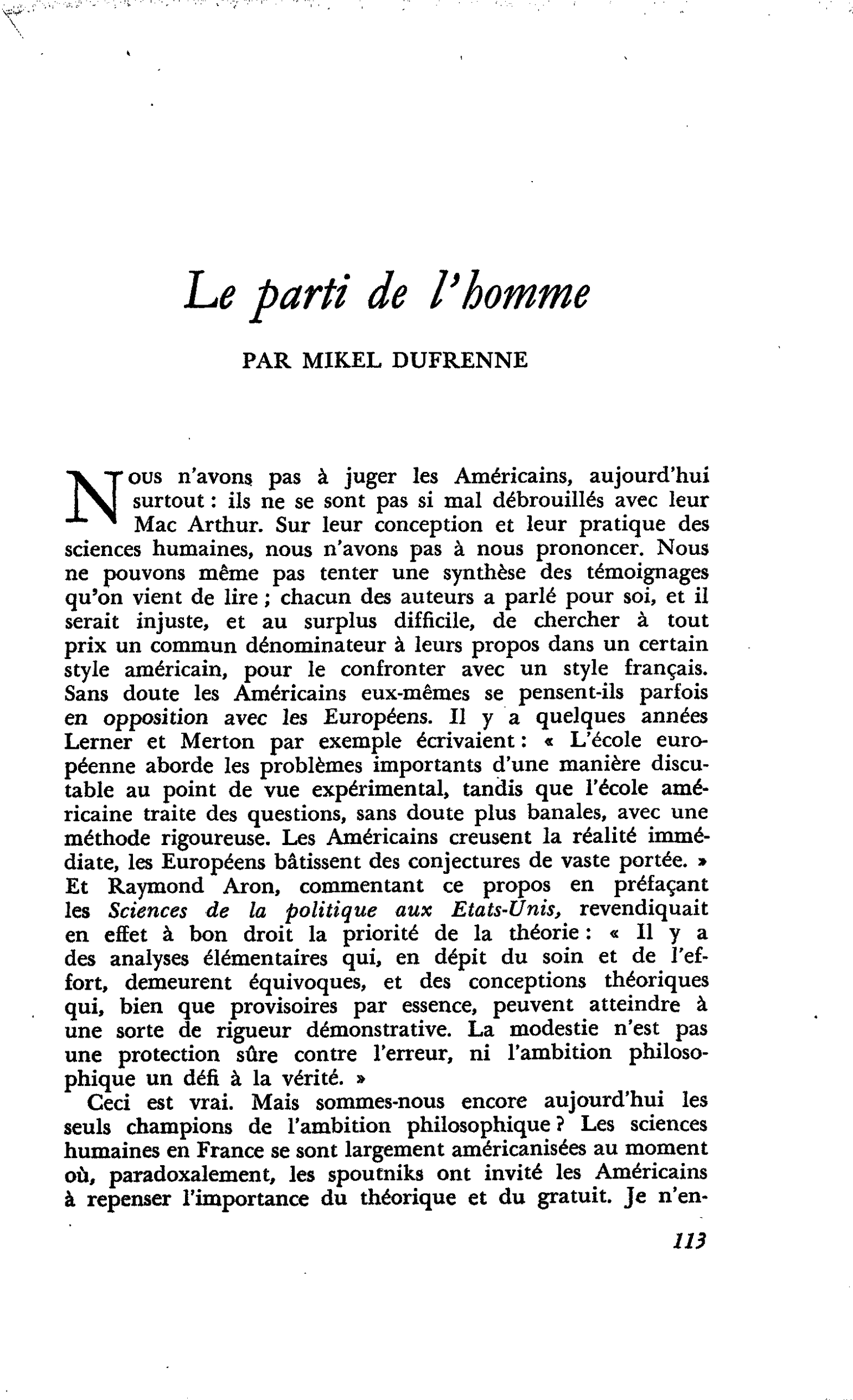 Le parti de l’homme