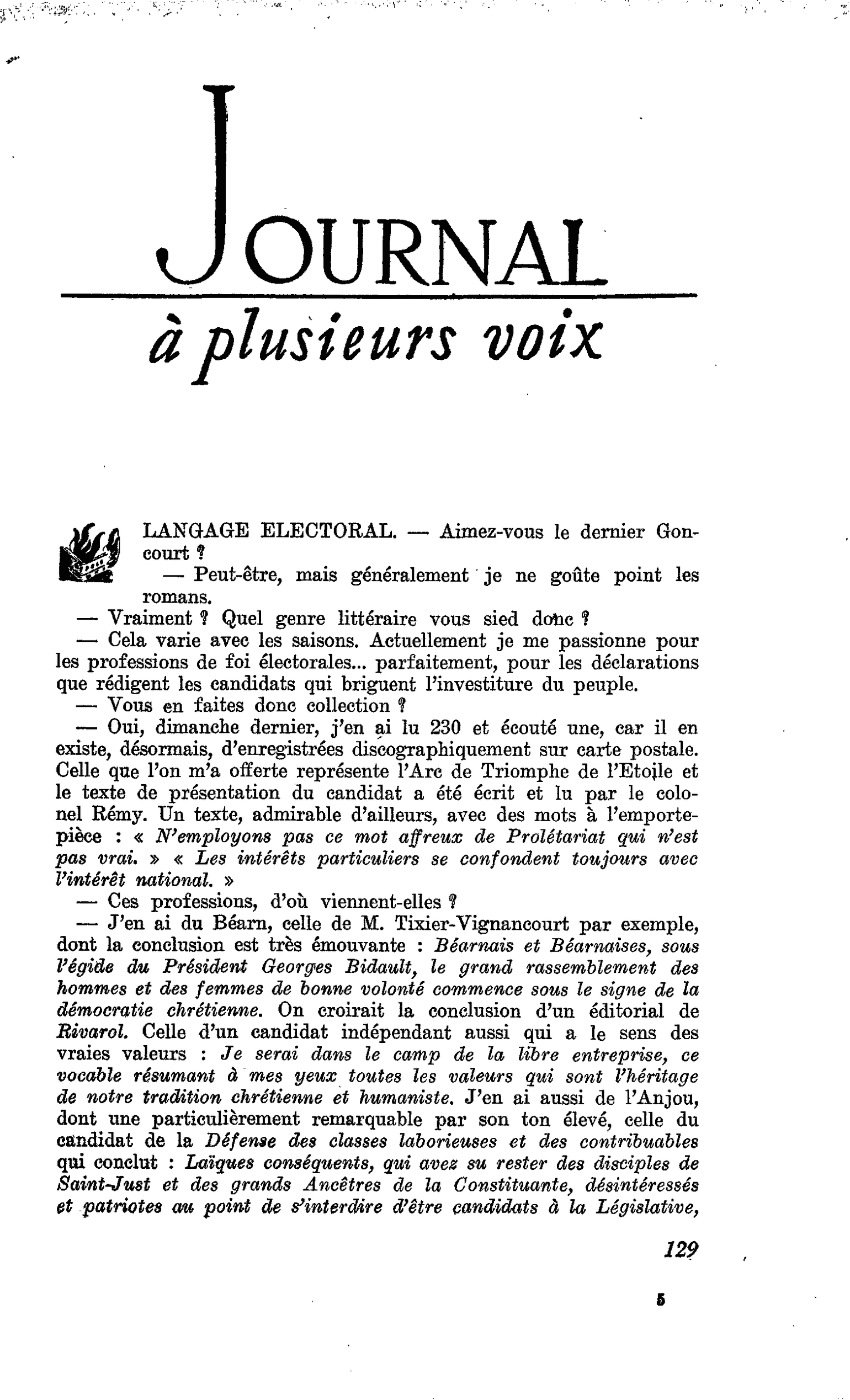 LANGAGE ELECTORAL