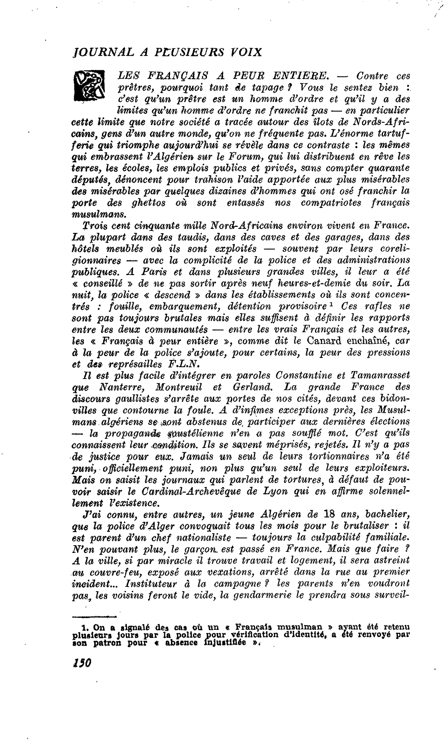 LES FRANÇAIS A PEUR ENTIERE