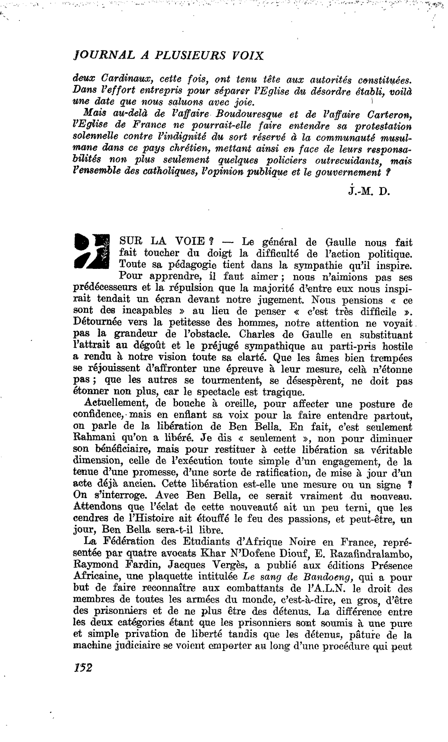 SUR LA VOIE ?