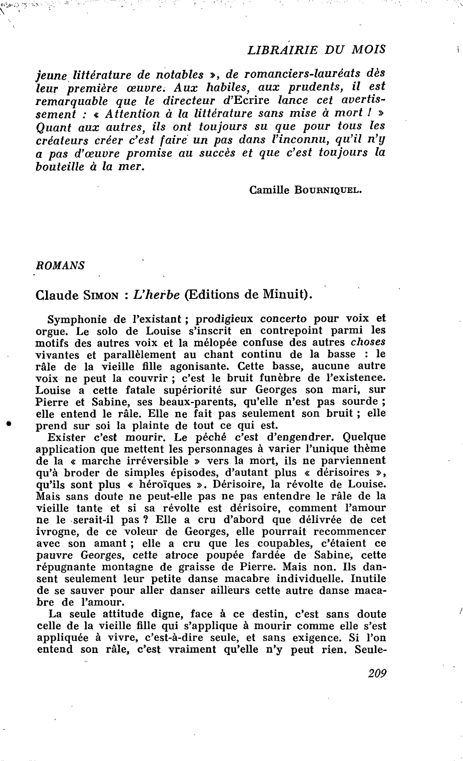 Claude Simon : L’herbe