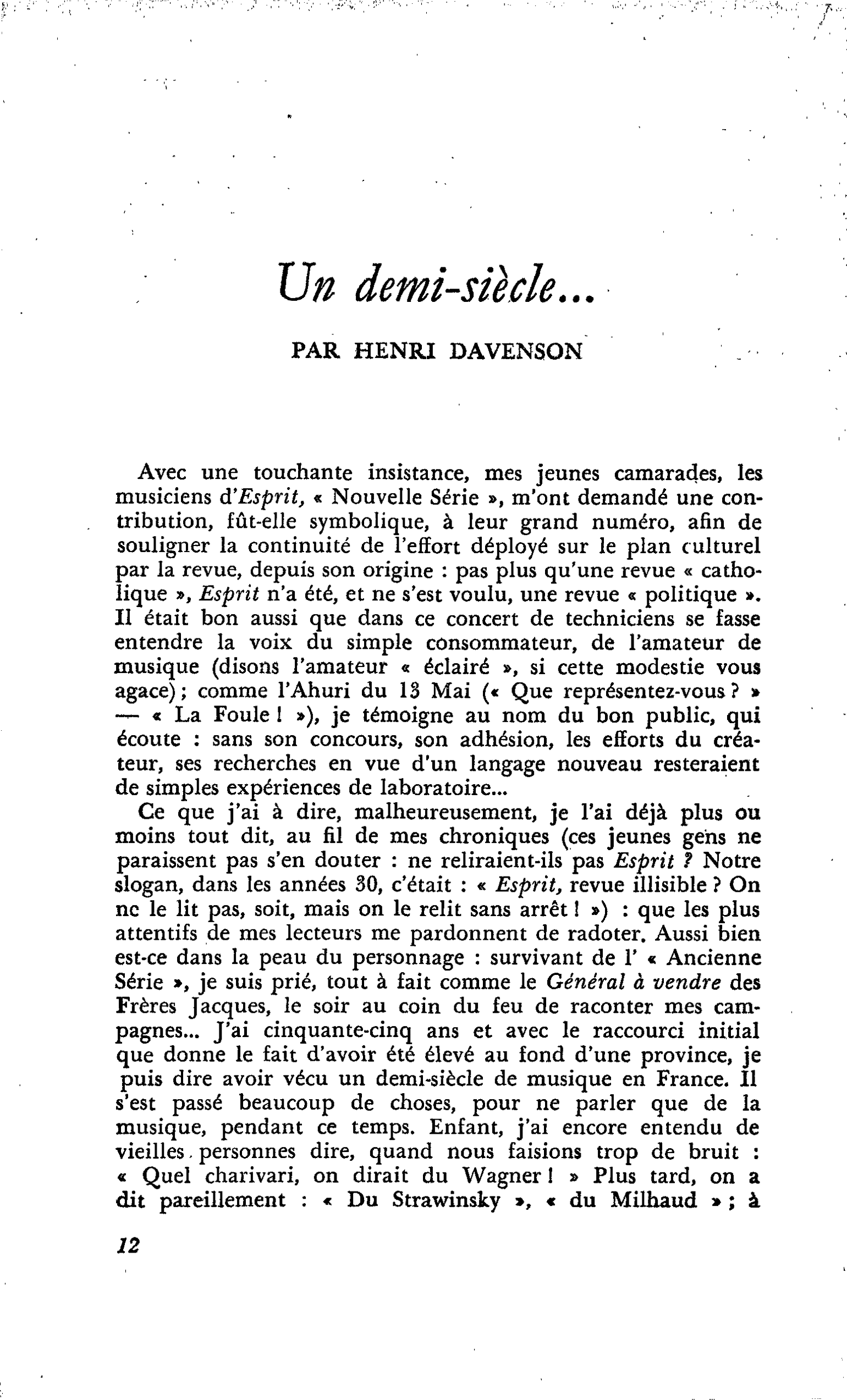 Un demi-siècle…