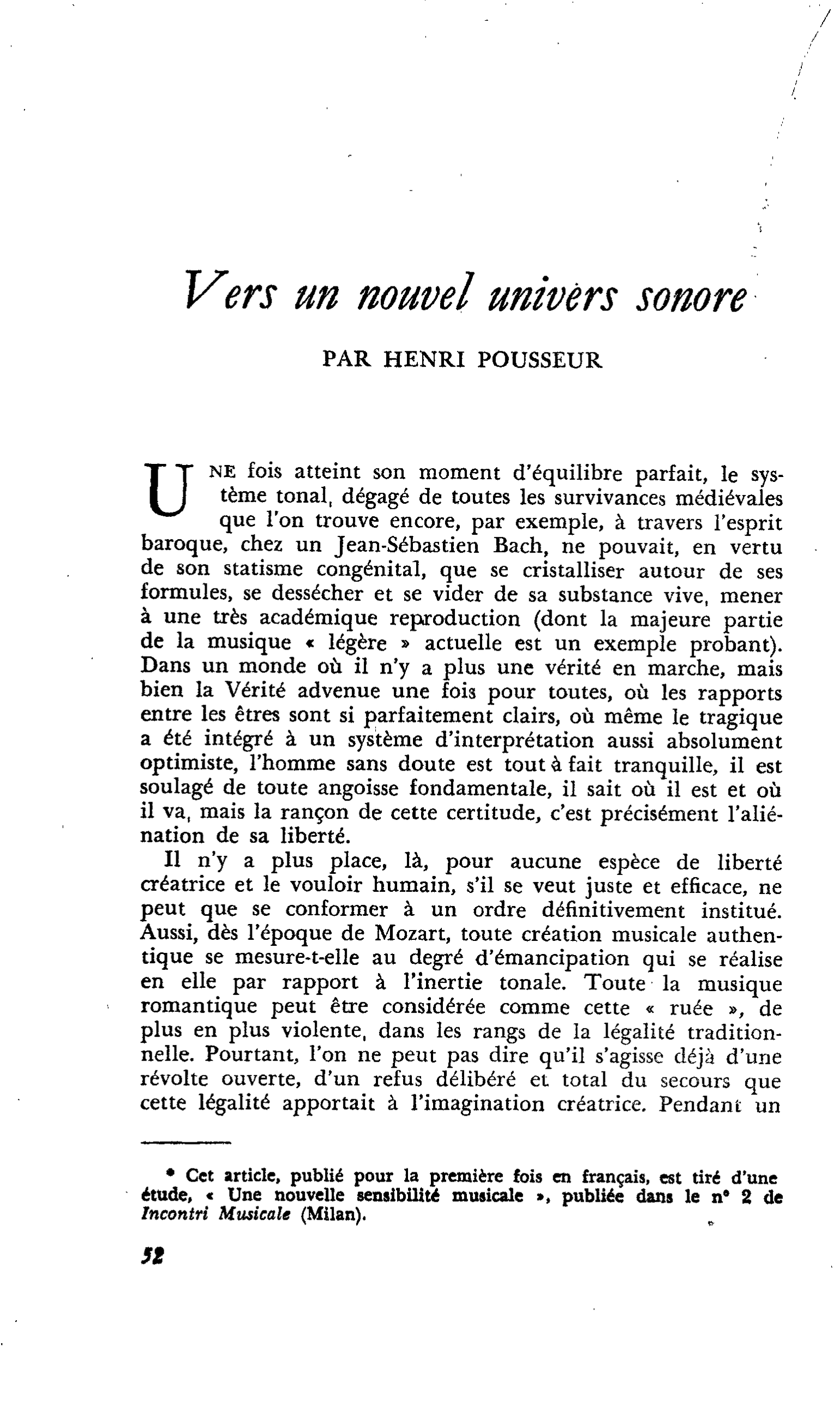 Vers un nouvel univers sonore