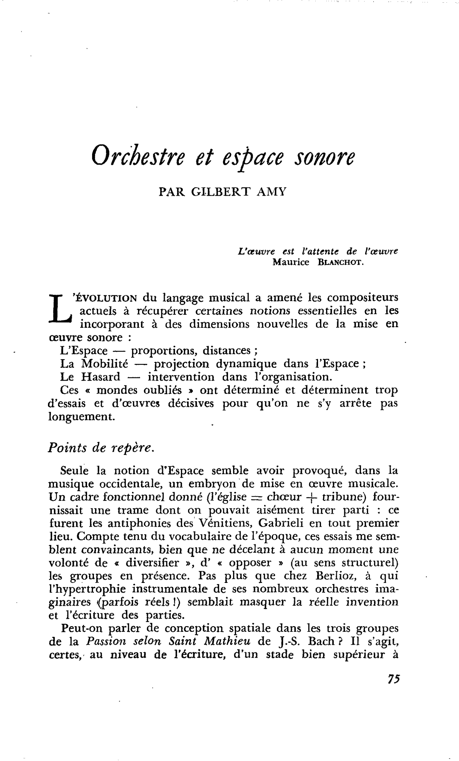 Orchestre et espace sonore