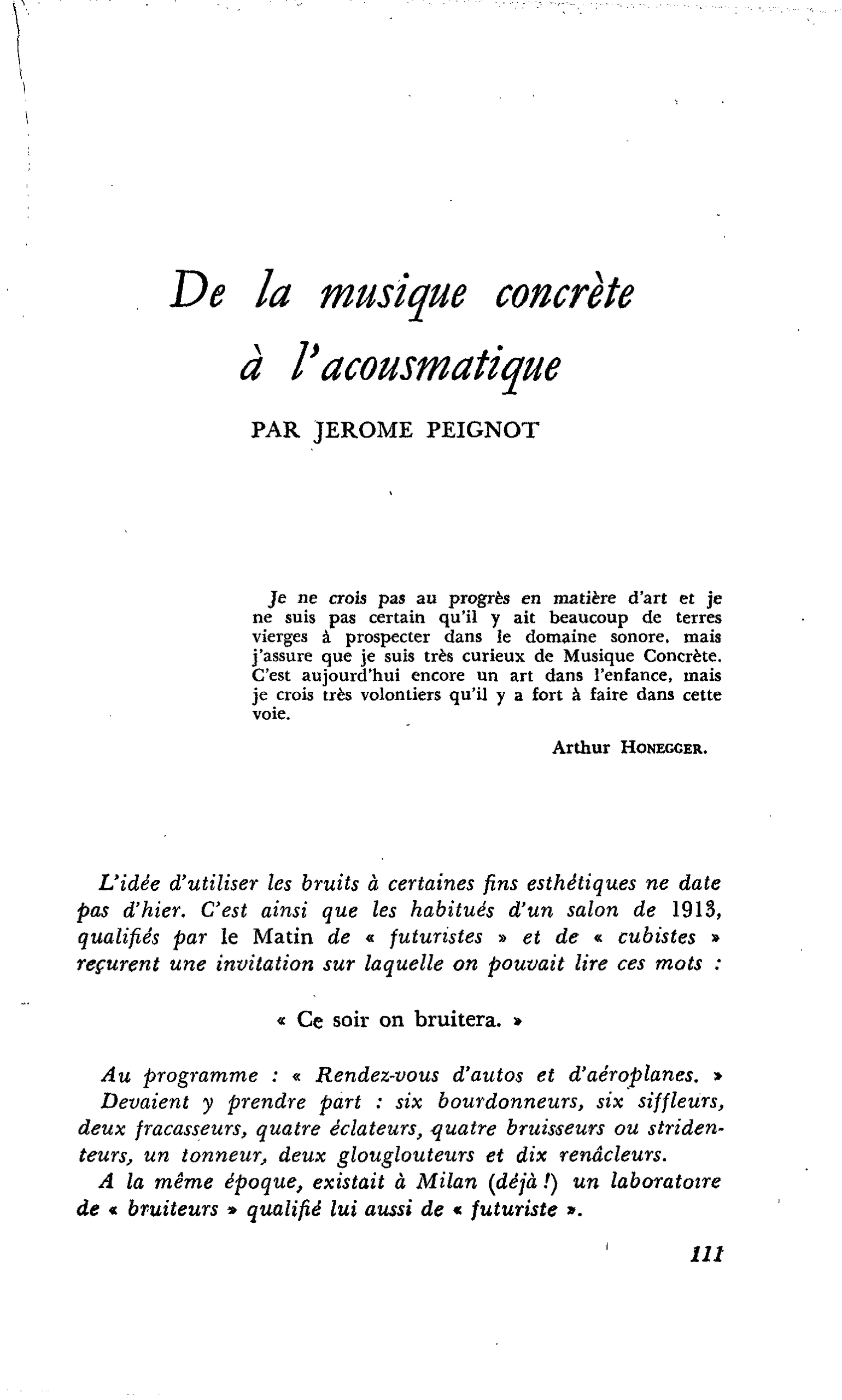 De la musique concrète à l’acousmatique