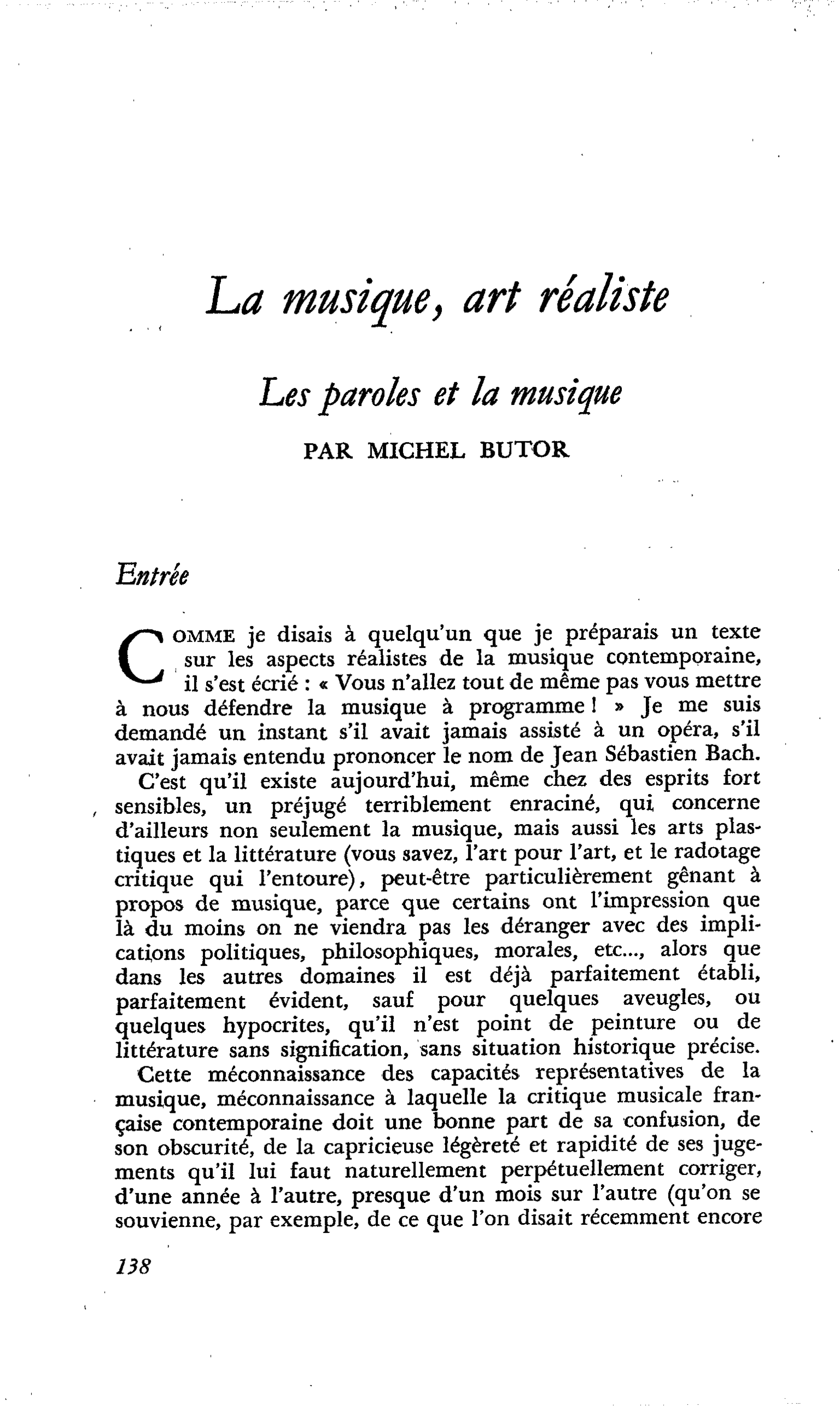 La musique, art réaliste : Les paroles et la musique
