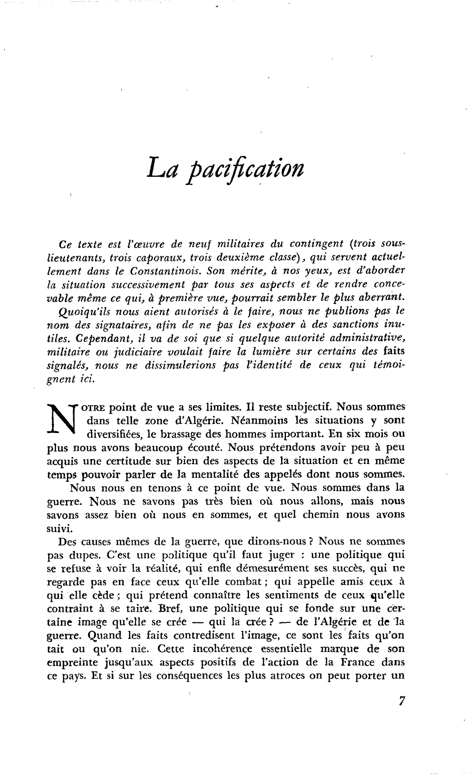 La pacification