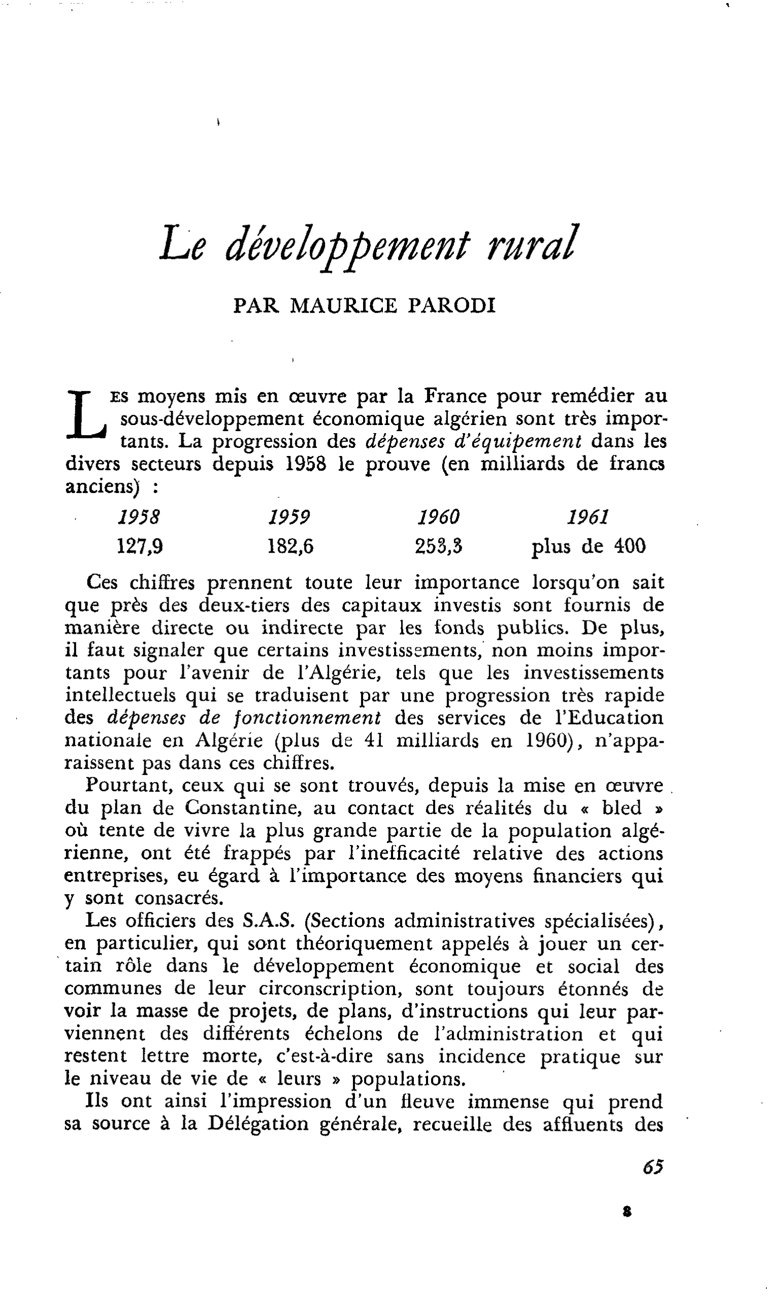 Le développement rural