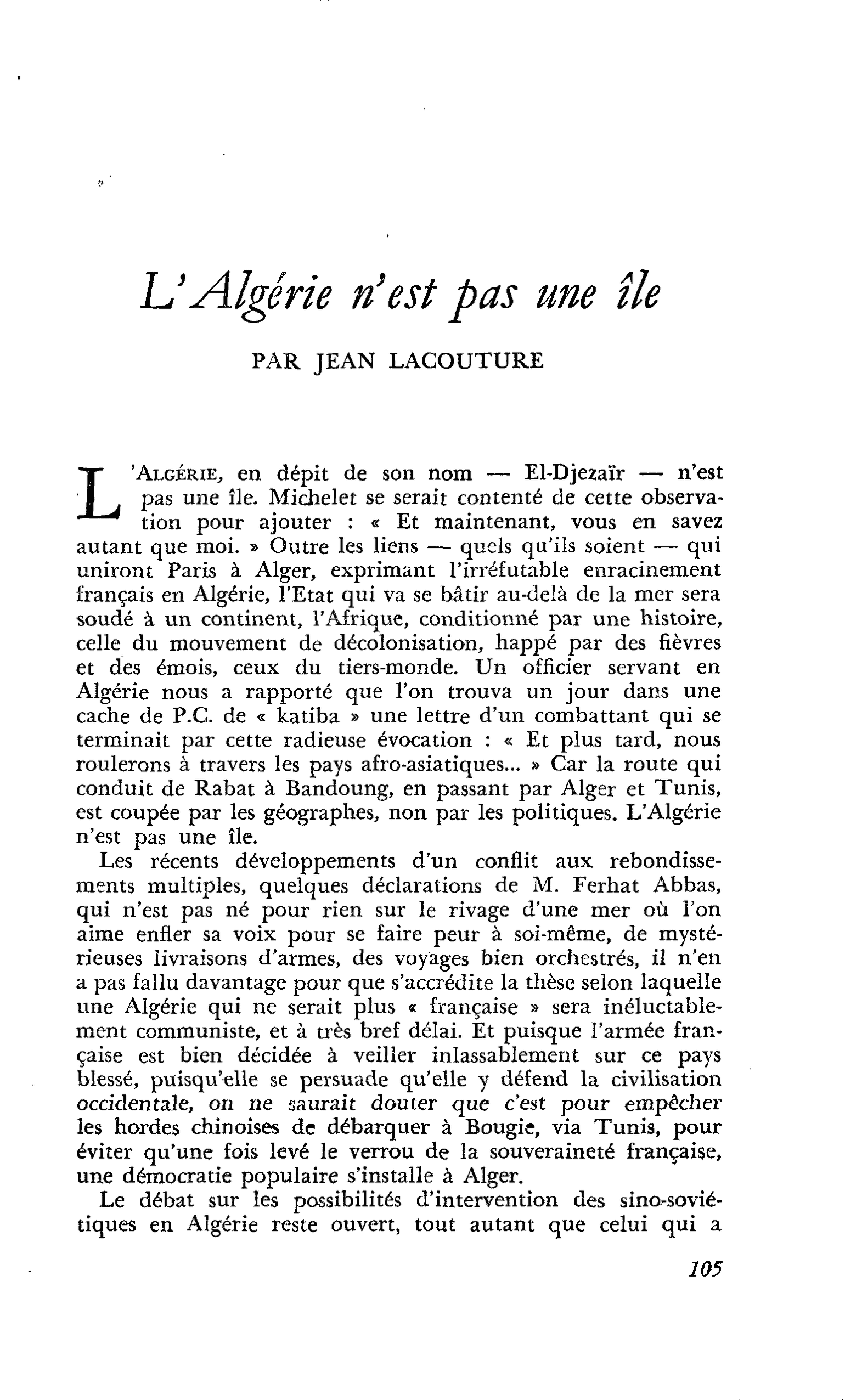 L’Algérie n’est pas une île