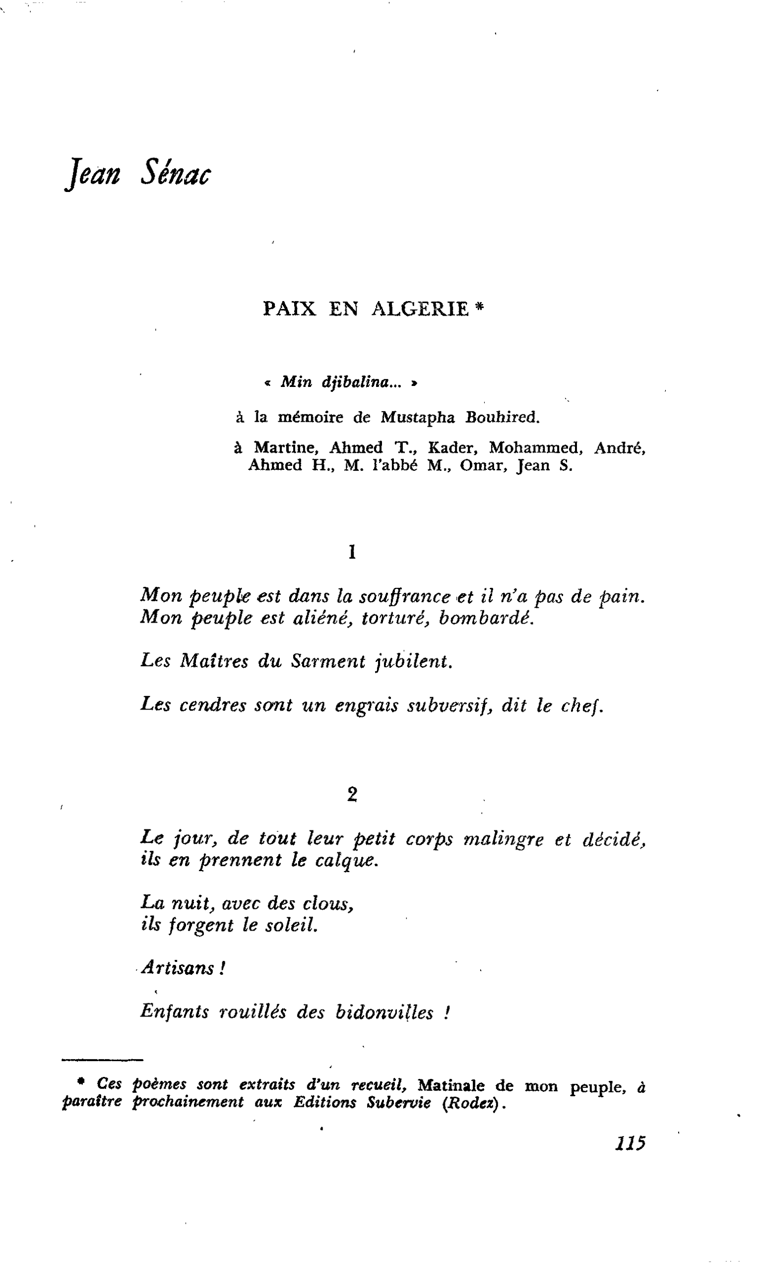 PAIX EN ALGERIE