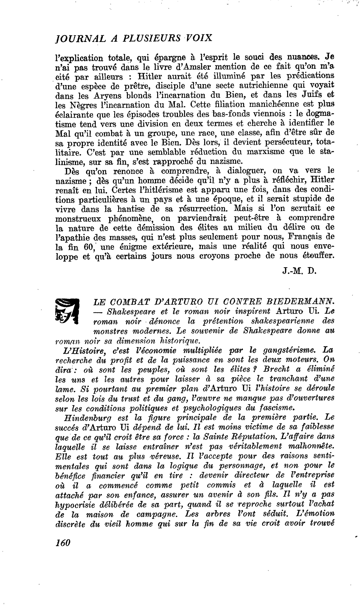 LE COMBAT D’ARTURO UI CONTRE BIEDERMANN