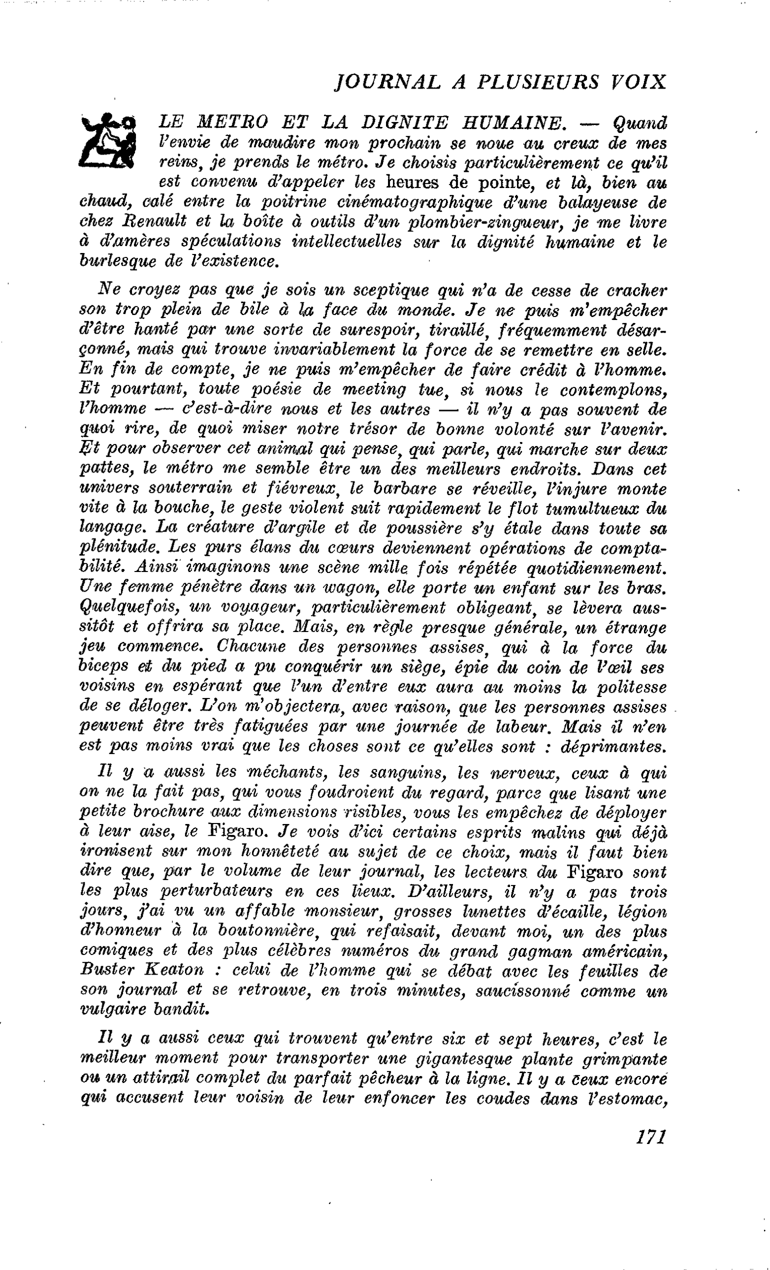 LE METRO ET LA DIGNITE HUMAINE