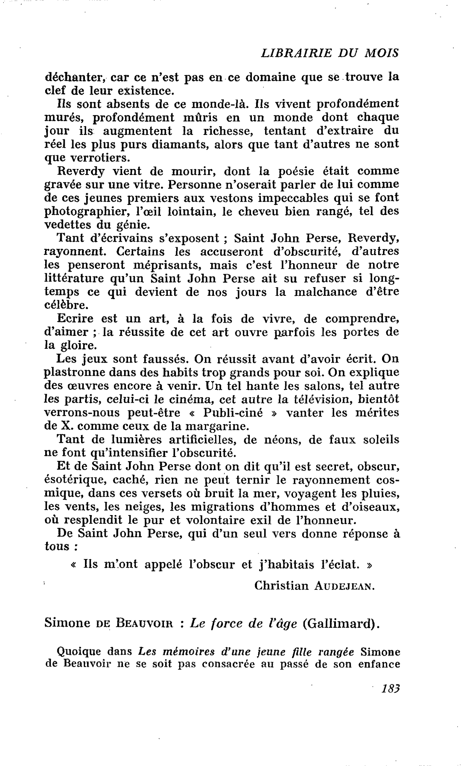 Simone de Beauvoir : Le force de l’âge