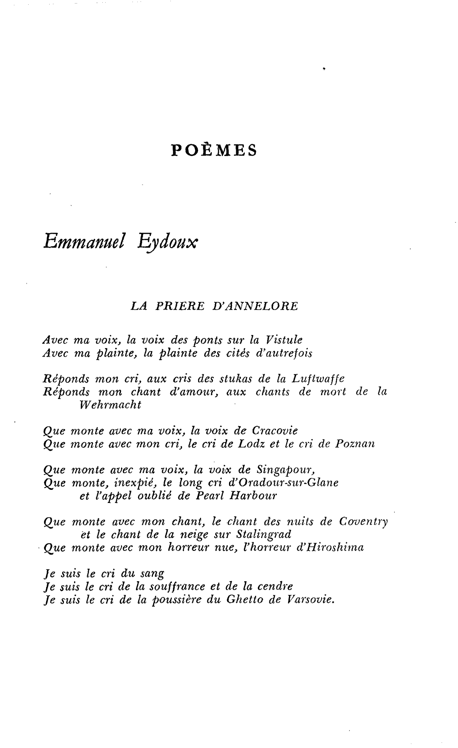 POÈMES : Emmanuel Eydoux