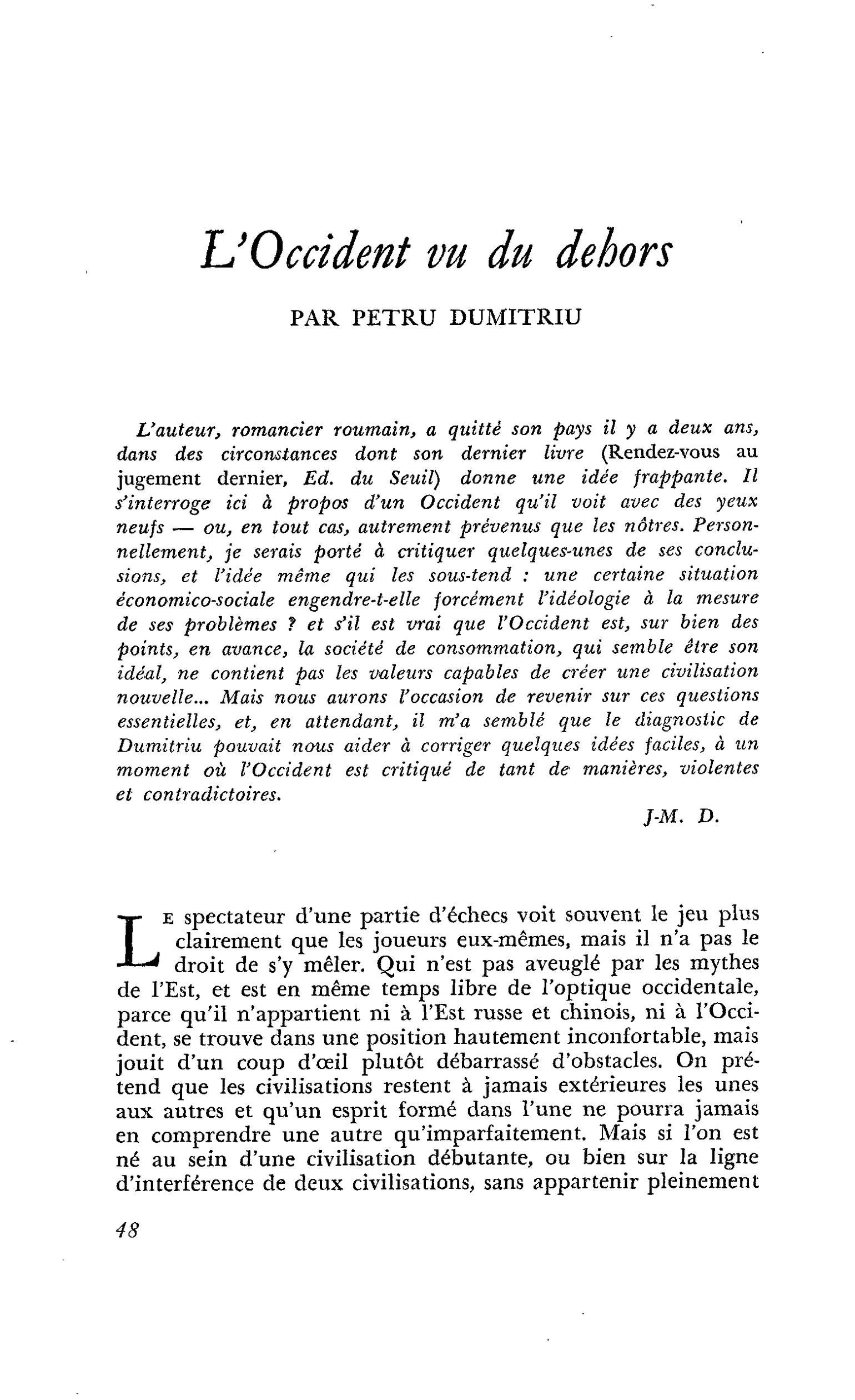 L’Occident vu du dehors
