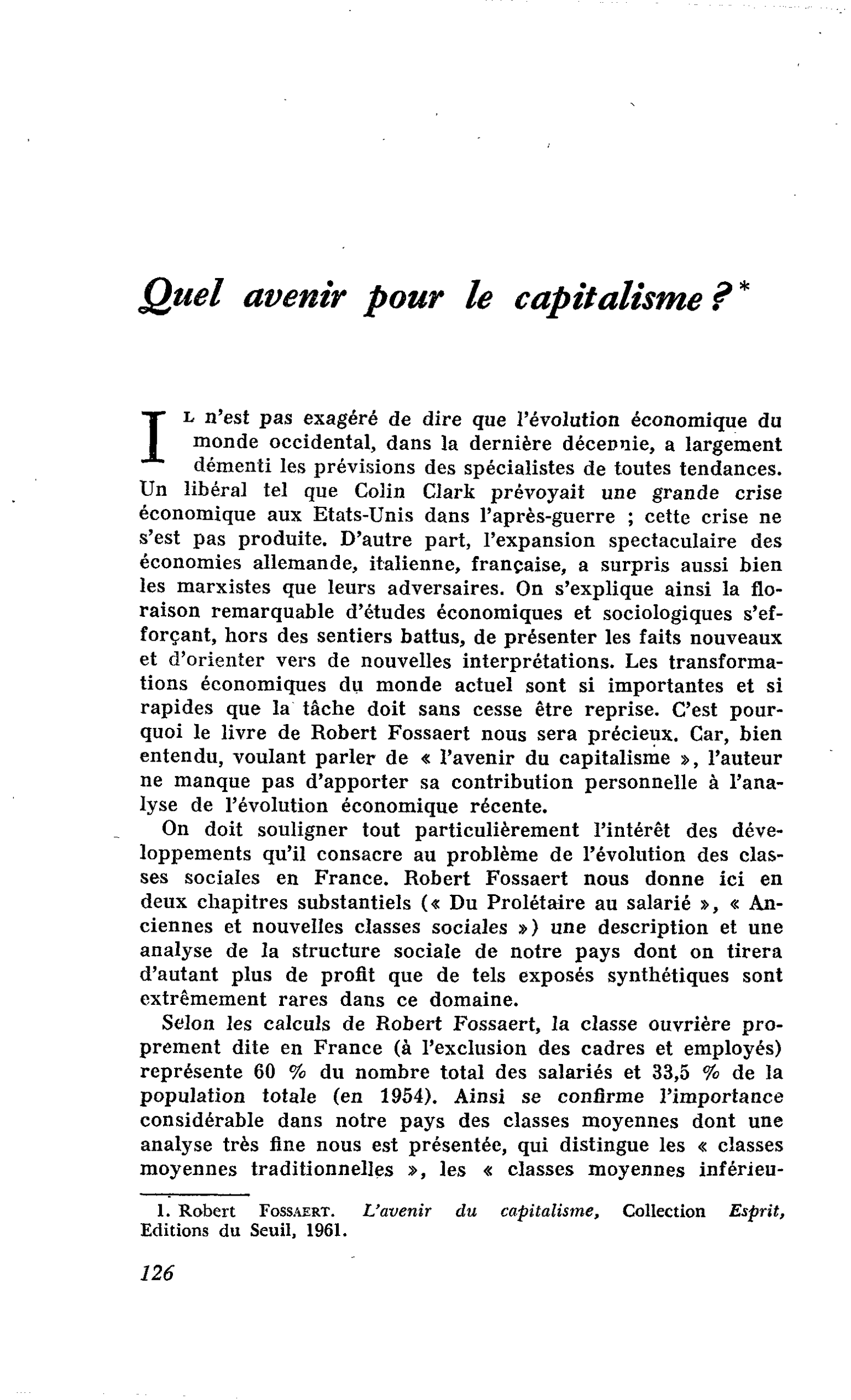 Quel avenir pour le capitalisme ?