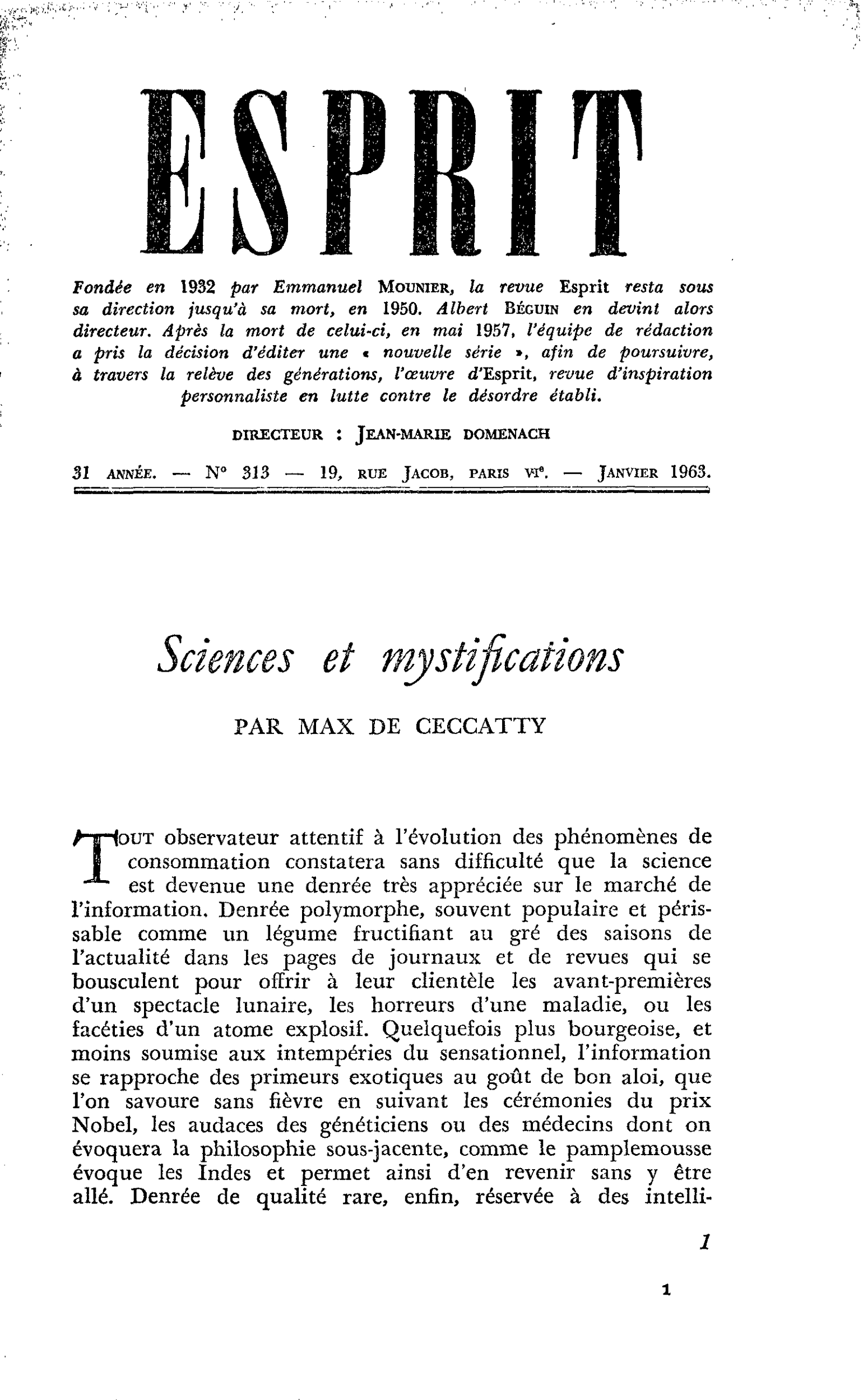 Sciences et mystifications