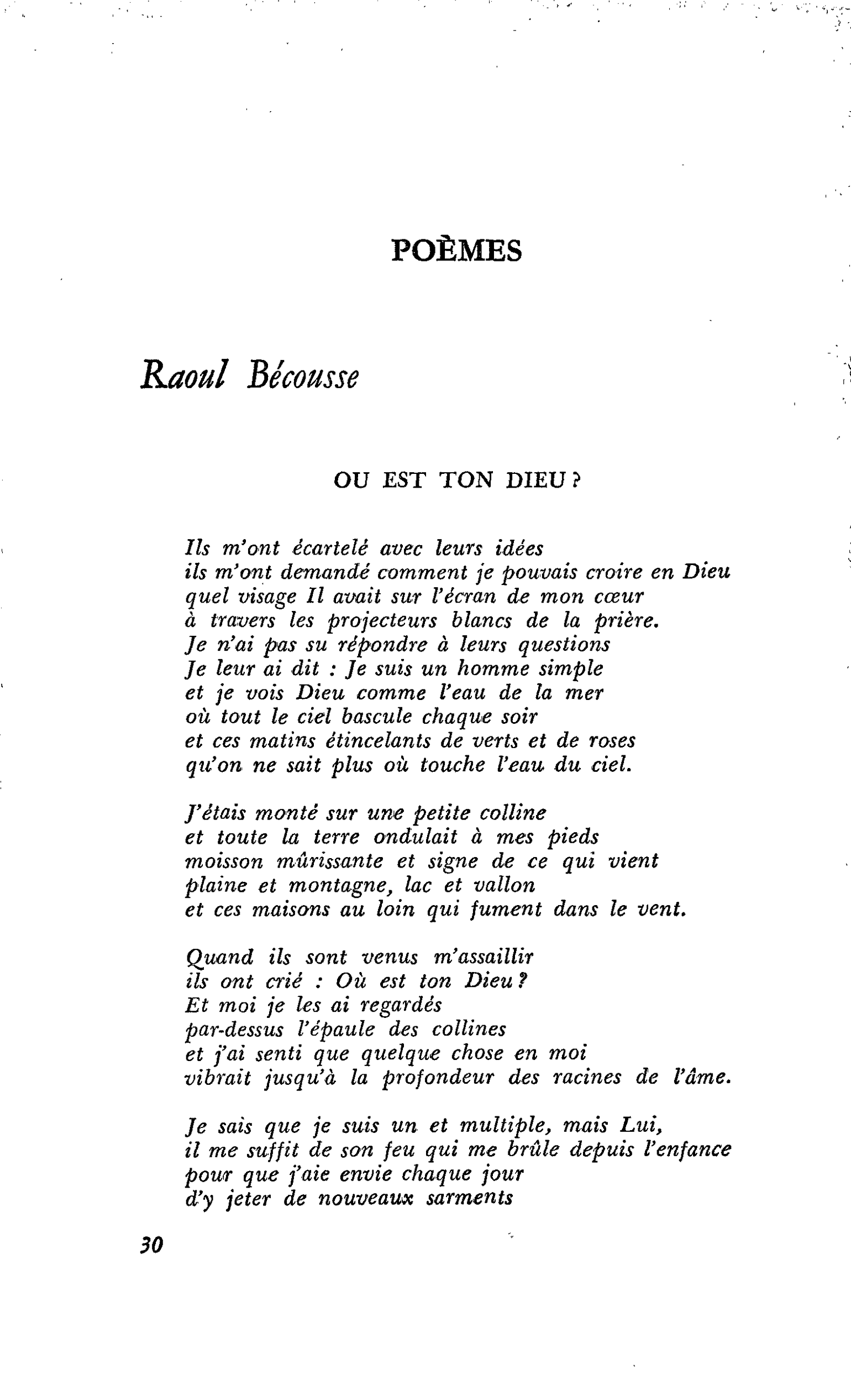 POÈMES : Raoul Bécousse