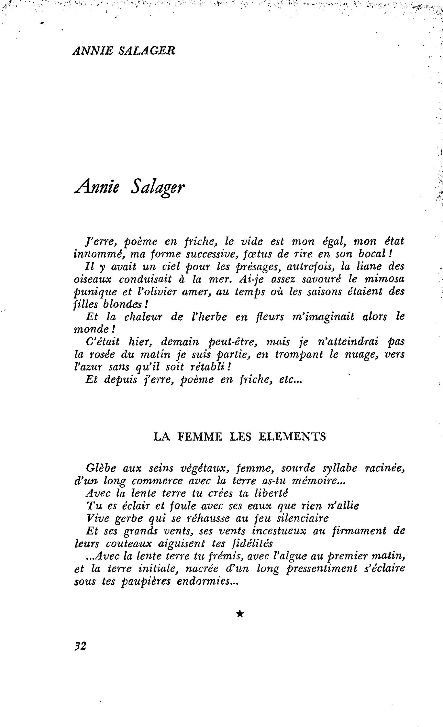 POÈMES : Annie Salager