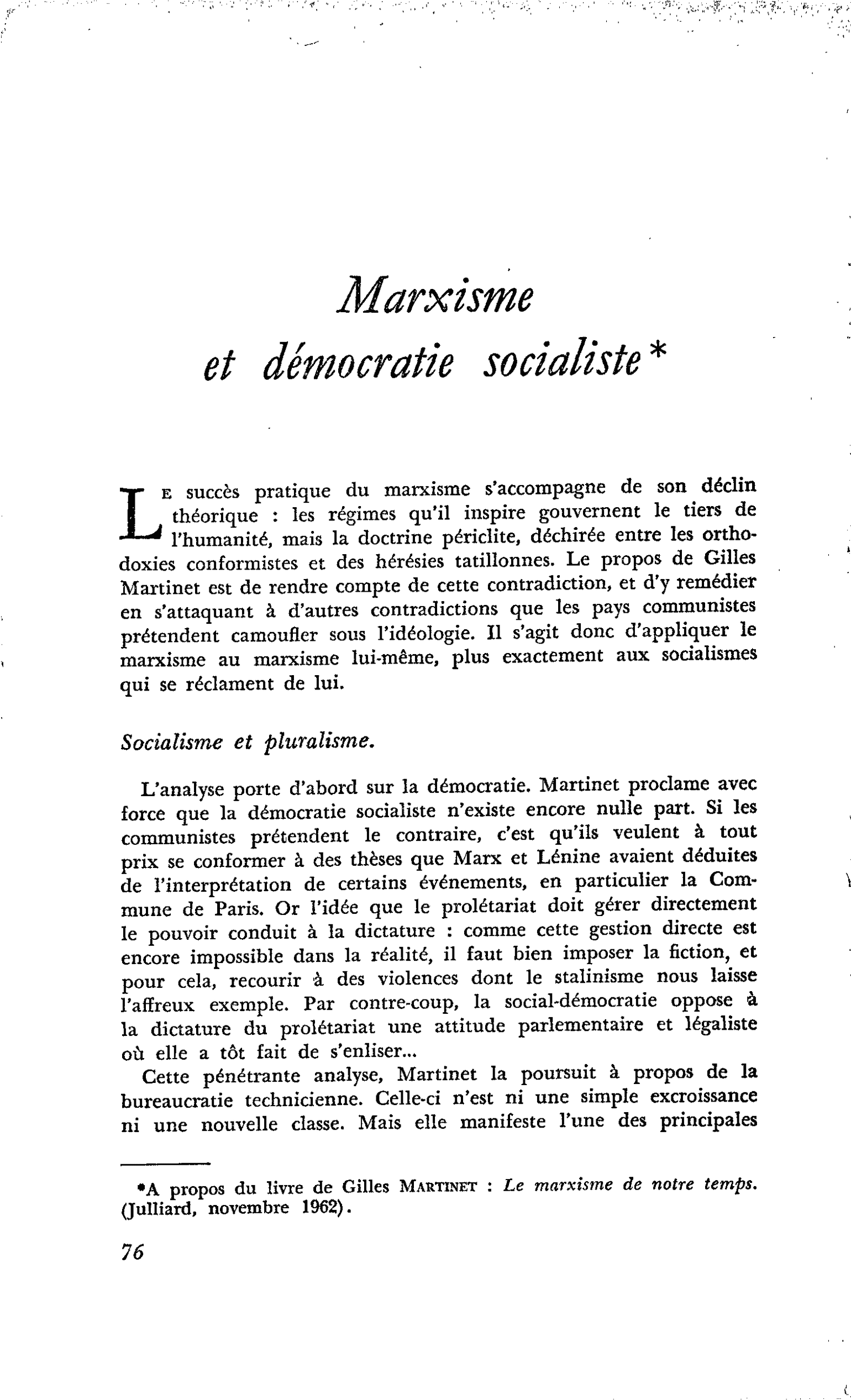Marxisme et démocratie socialiste