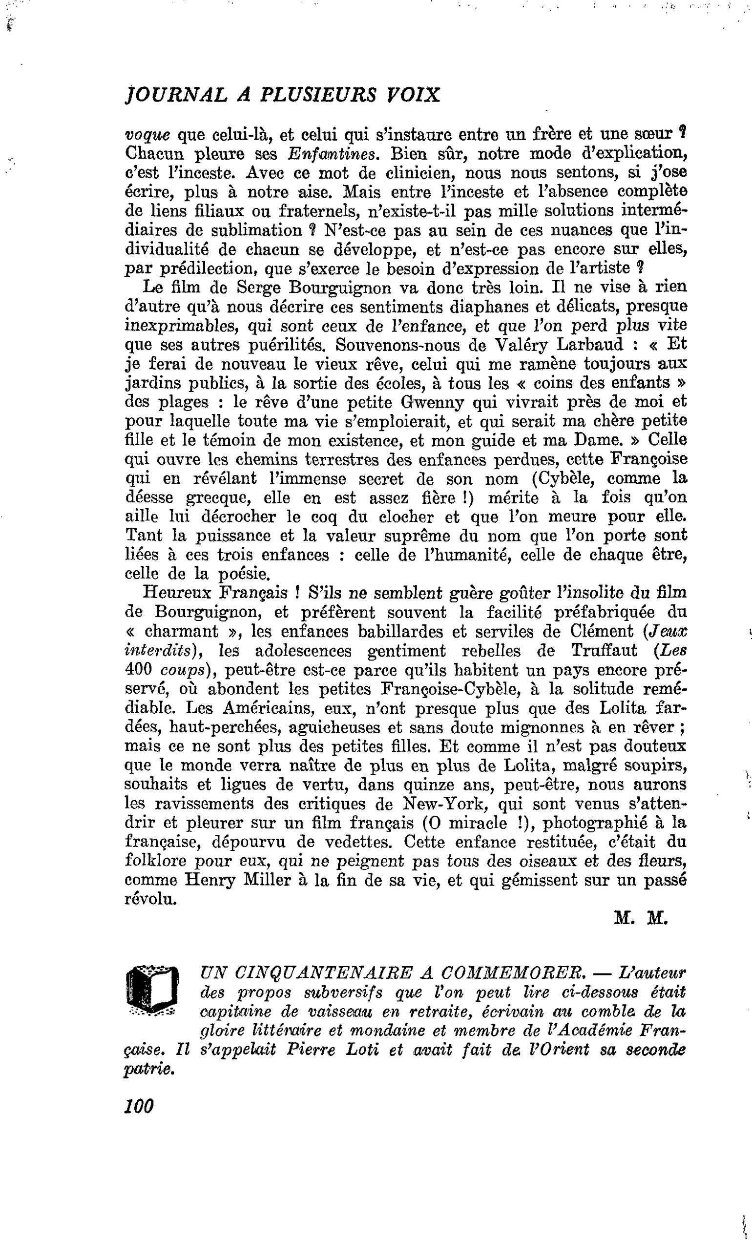 UN CINQUANTENAIRE A COMMEMORER