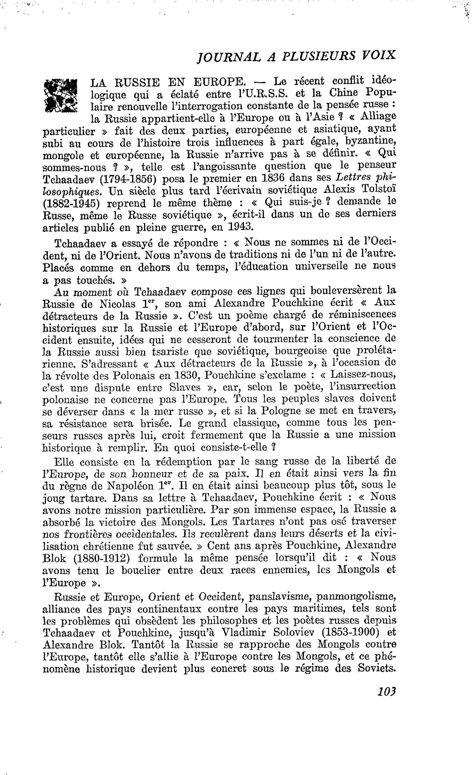LA RUSSIE EN EUROPE