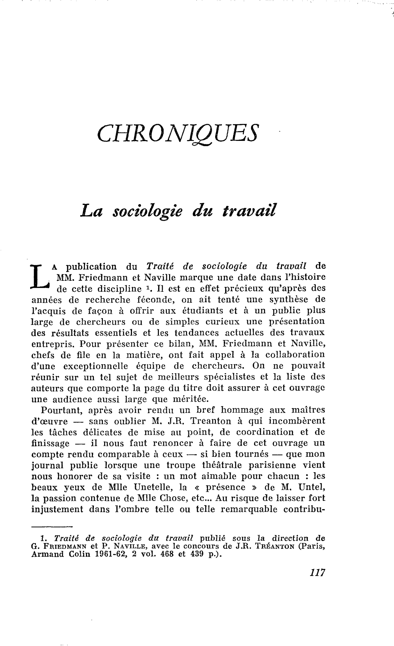 La sociologie du travail