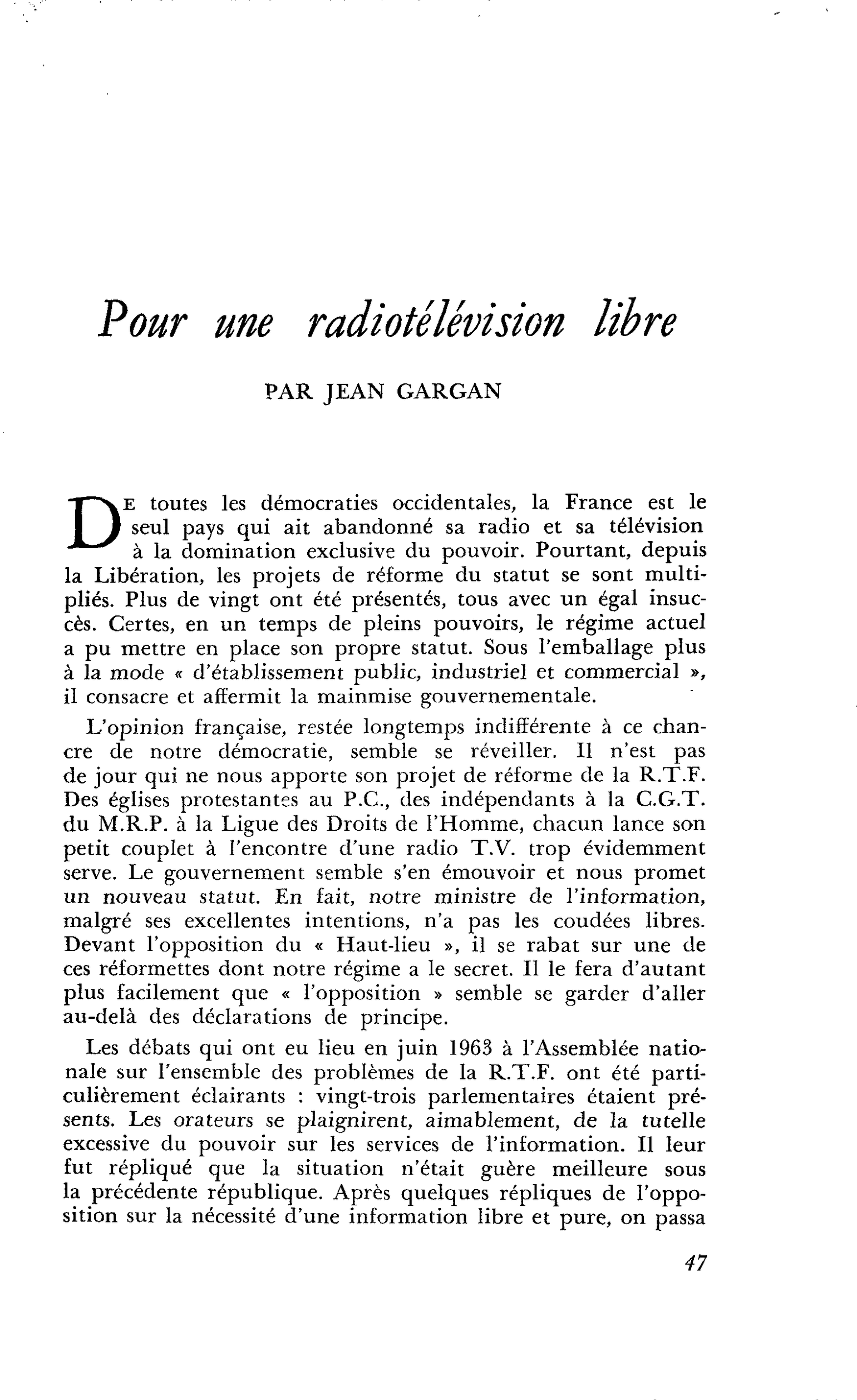 Pour une radiotélévision libre