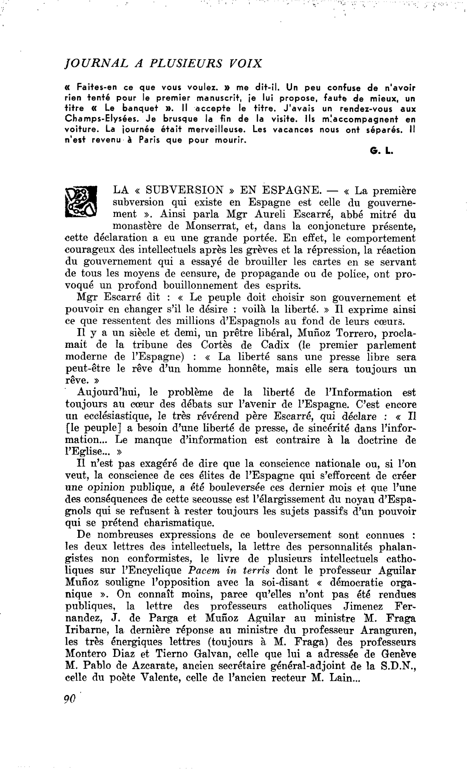 LA « SUBVERSION » EN ESPAGNE