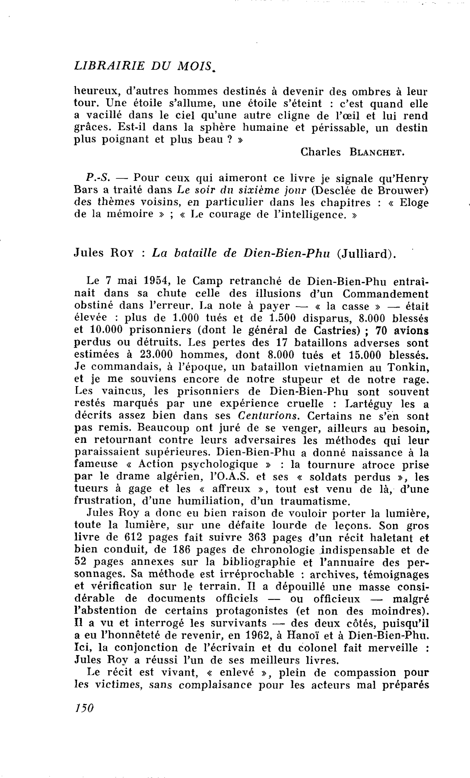 Jules Roy : La bataille de Dien-Bien-Phu