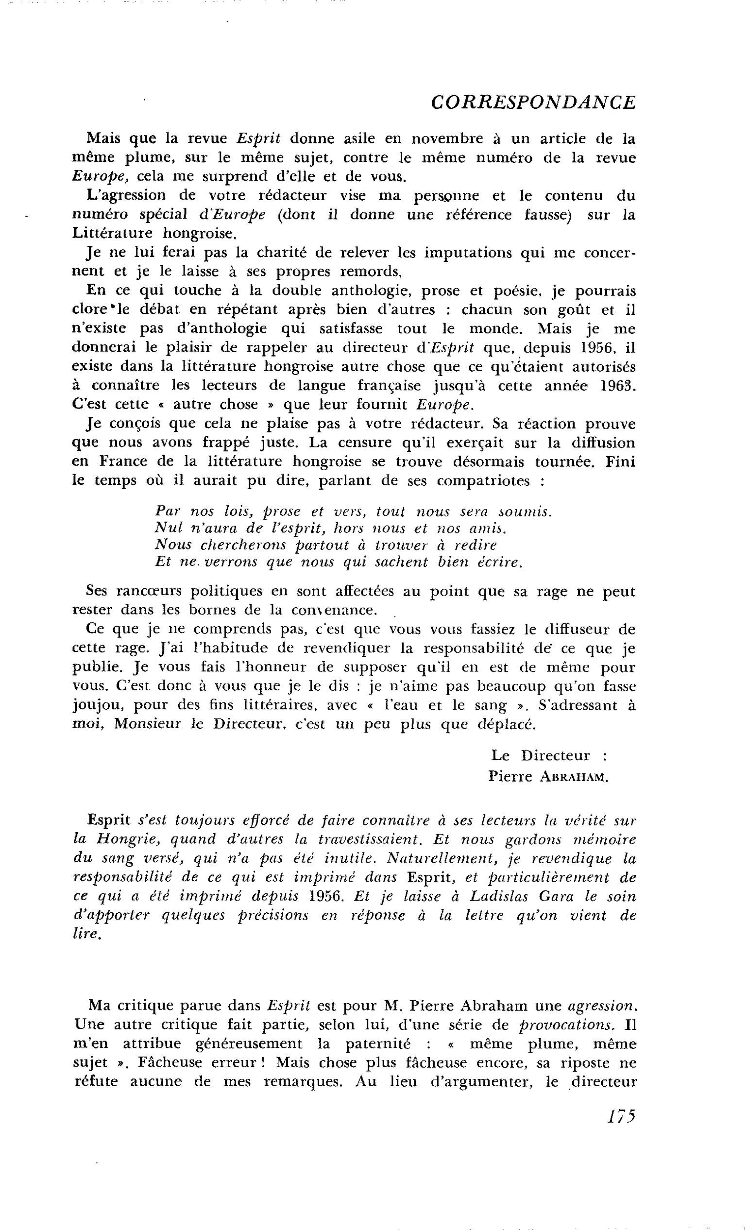 Correspondance