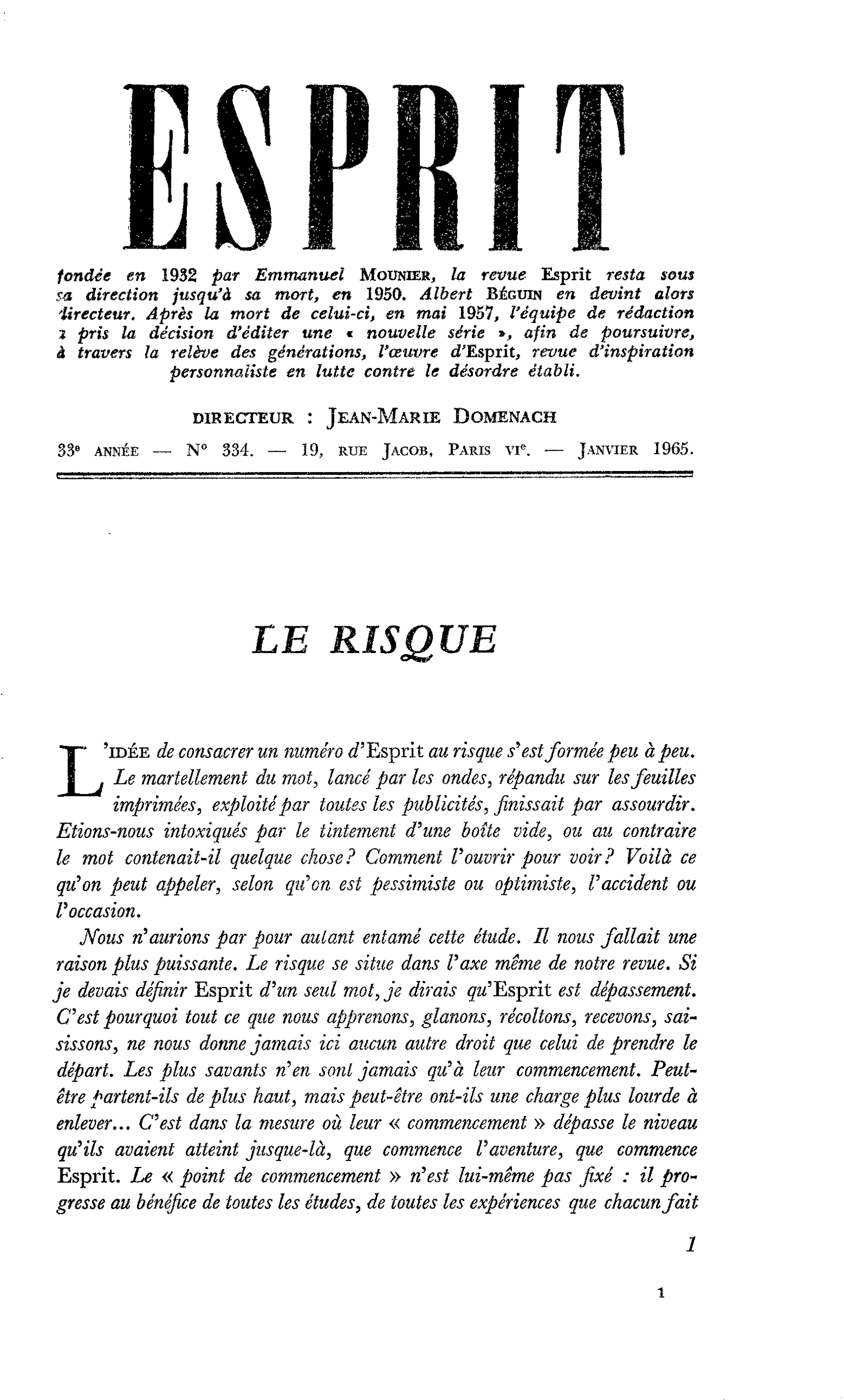 LE RISQUE