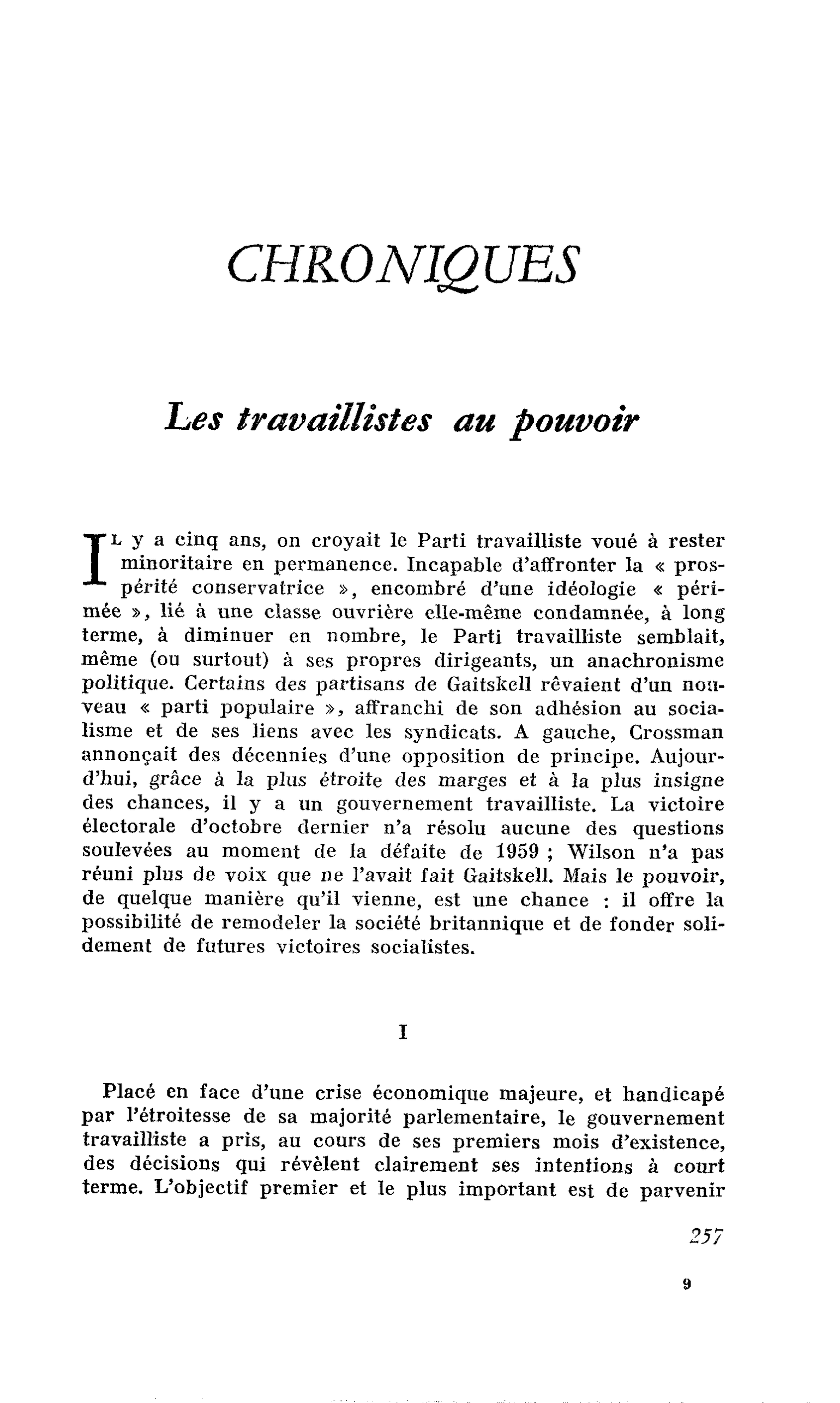 Les travaillistes au pouvoir
