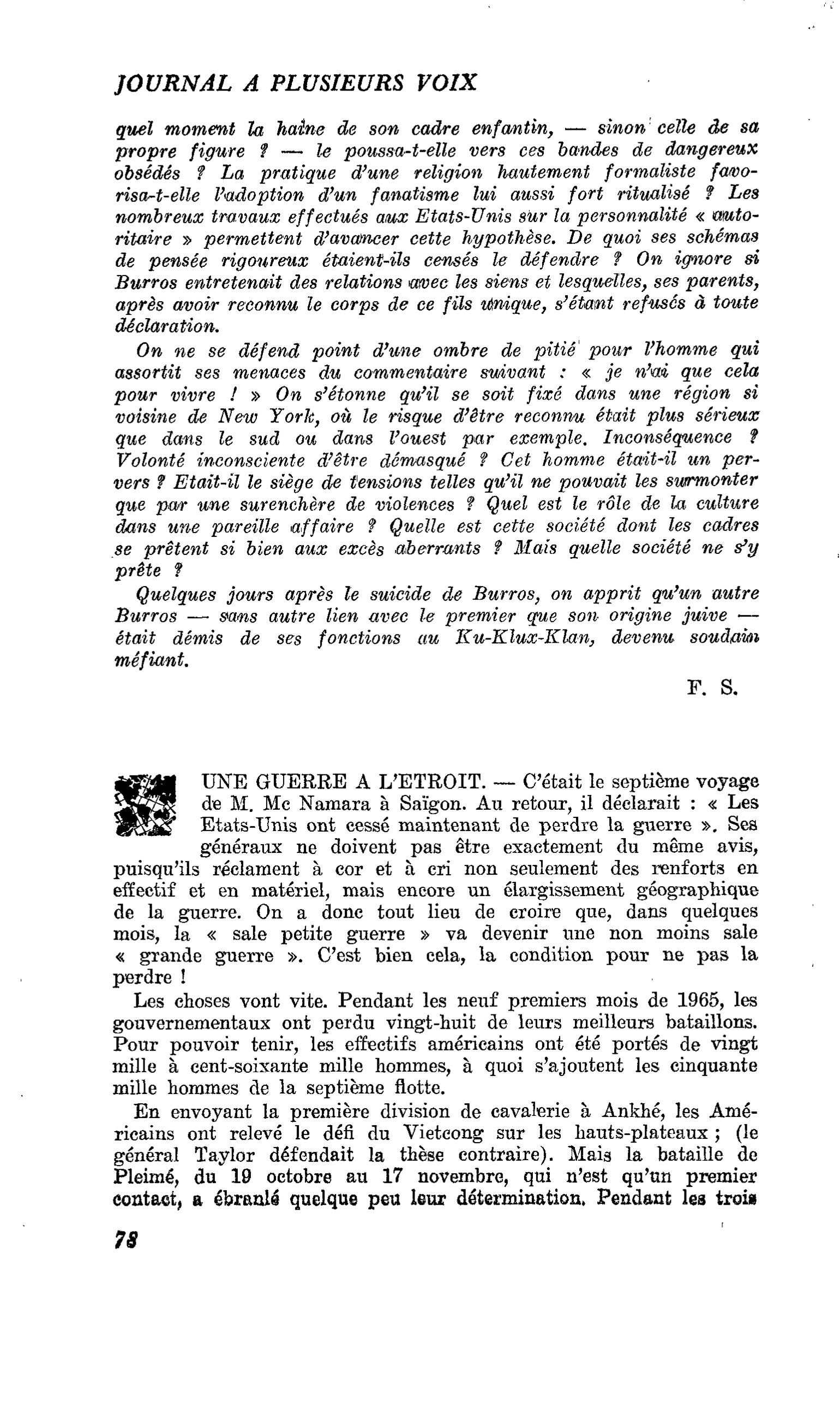 UNE GUERRE A L’ETROIT