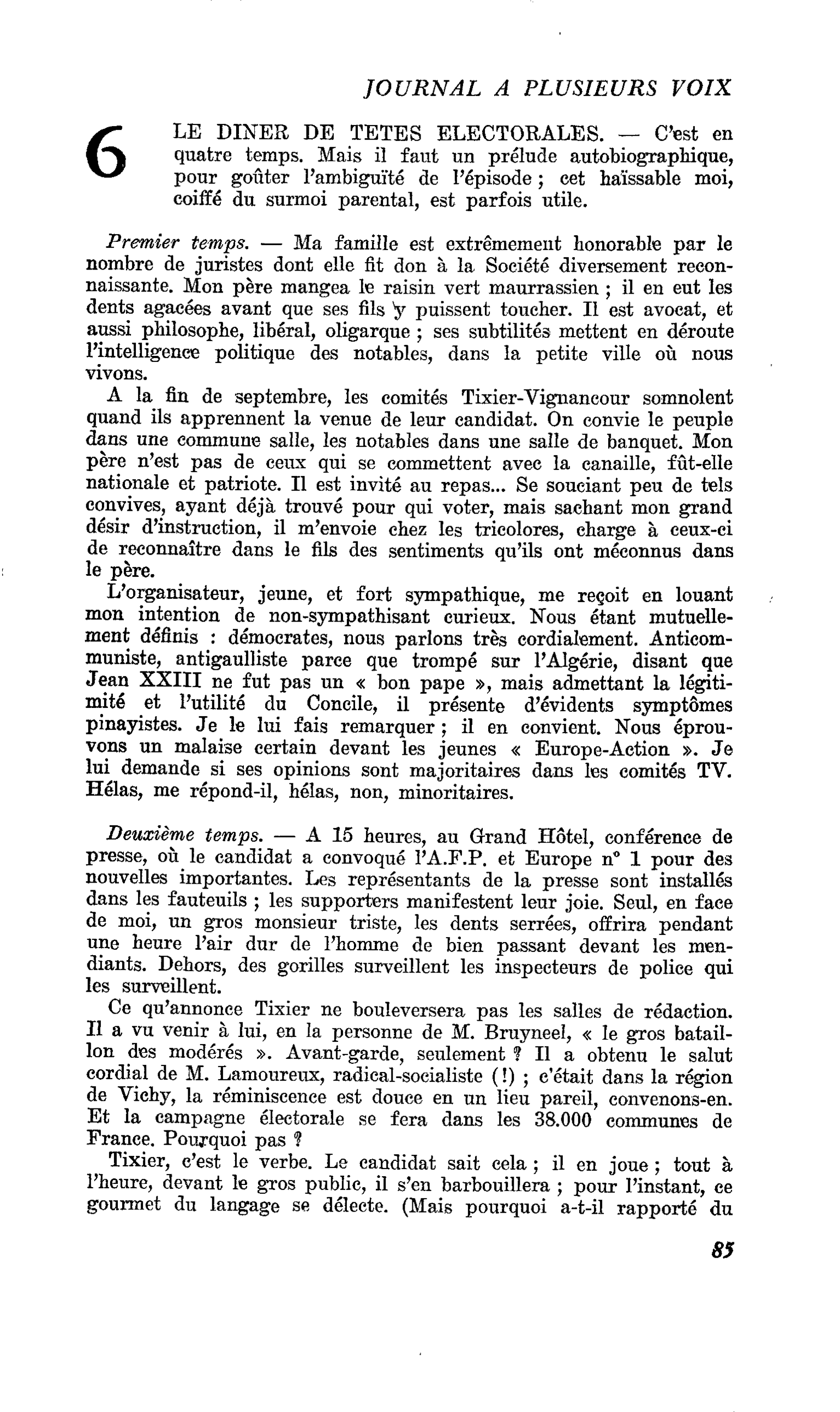 LE DINER DE TETES ELECTORALES