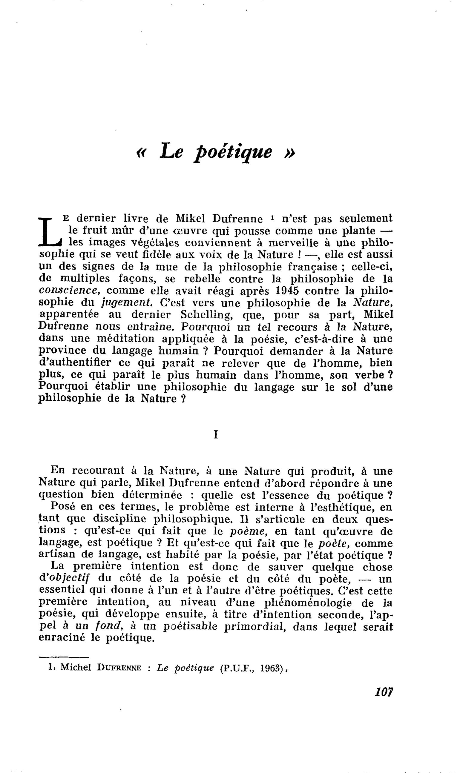 « Le poétique »