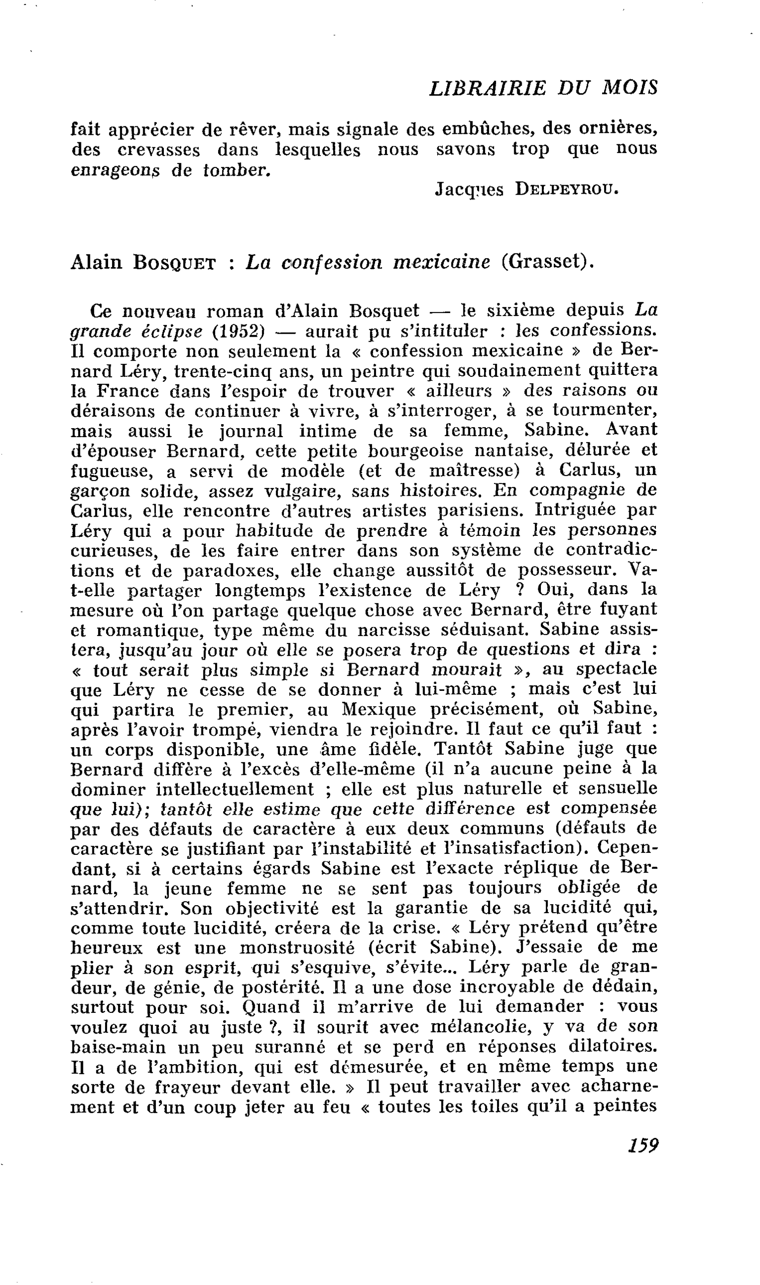Alain Bosquet : La confession mexicaine