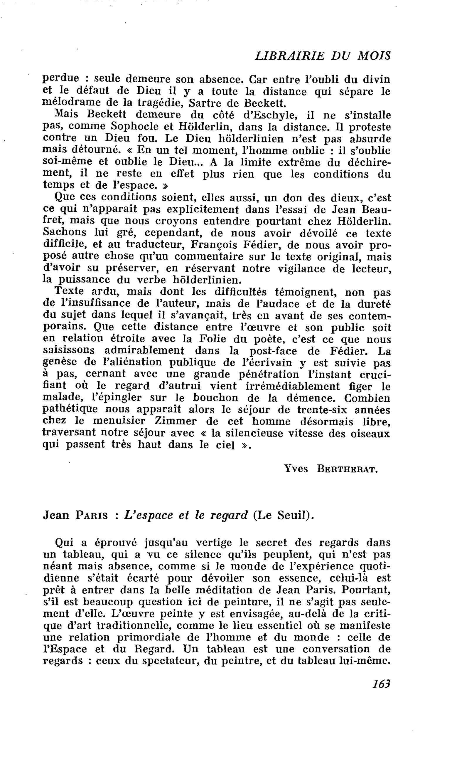Jean Paris : L’espace et le regard