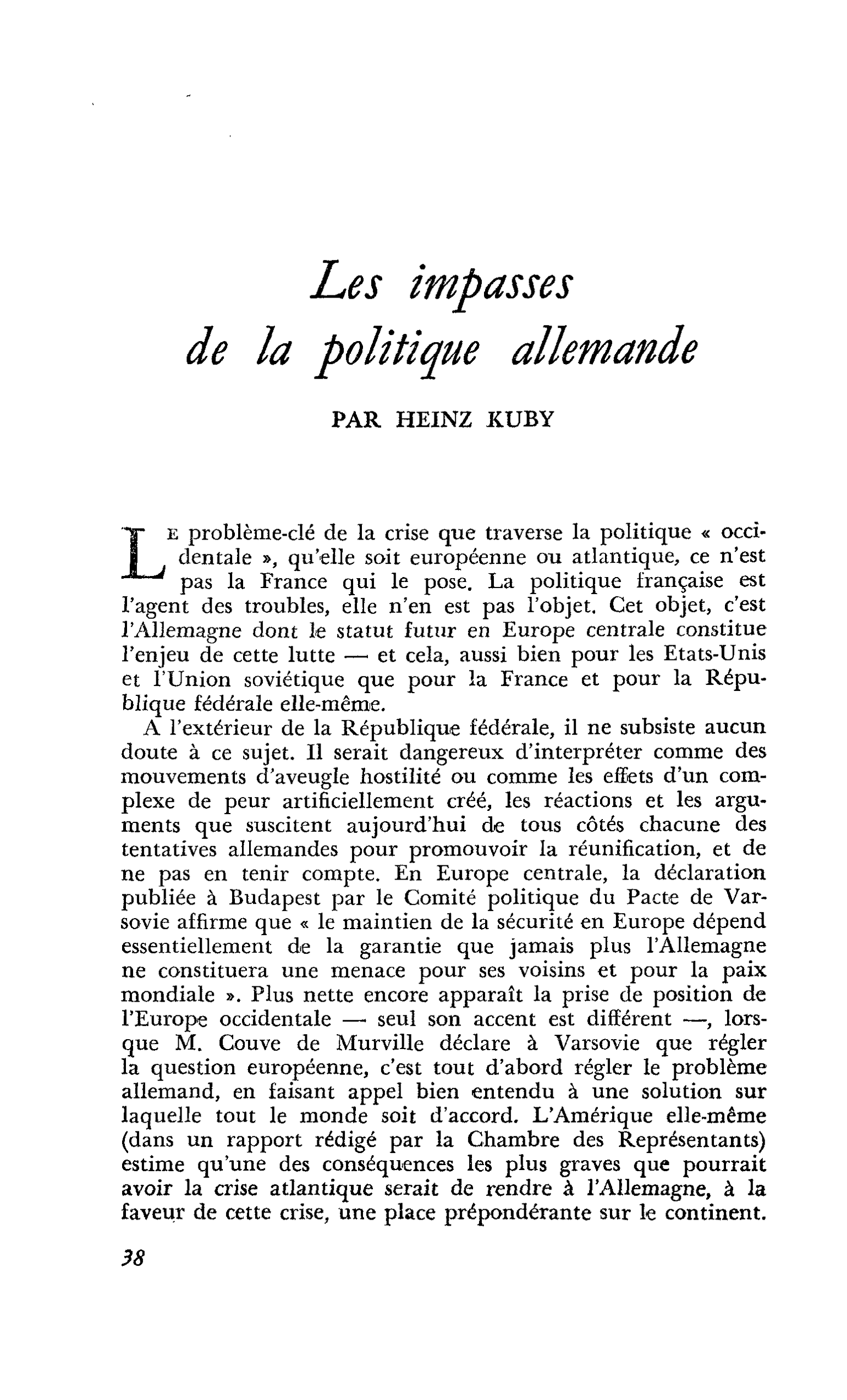 Les impasses de la politique allemande