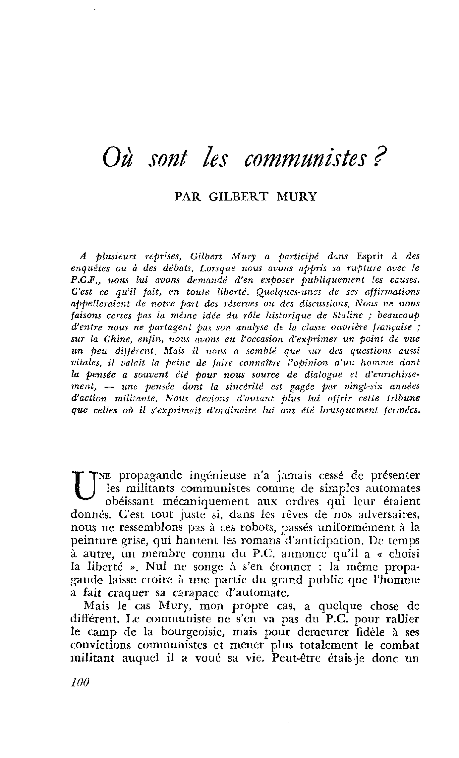Ou sont les communistes ?