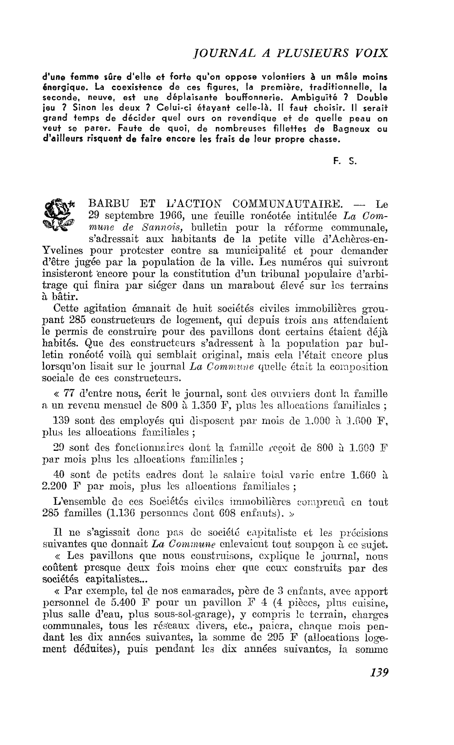 BARBU ET L’ACTION COMMUNAUTAIRE