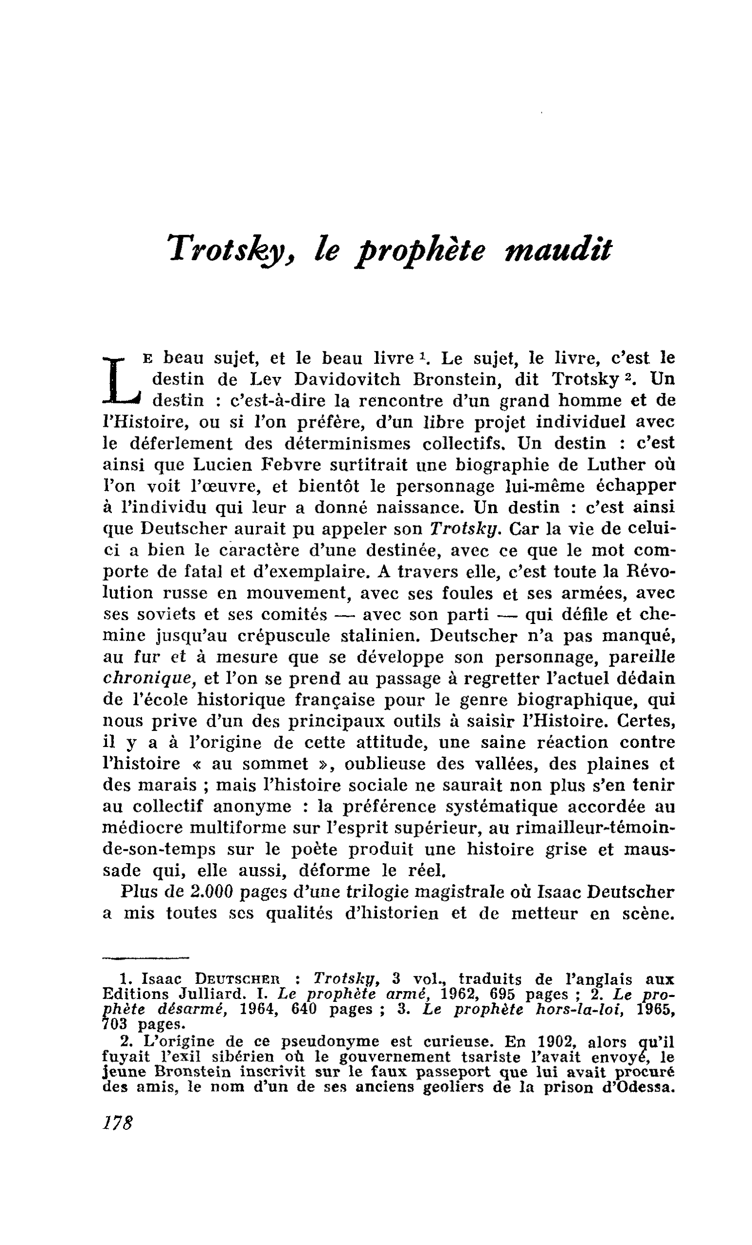 Trotsky, le prophète maudit