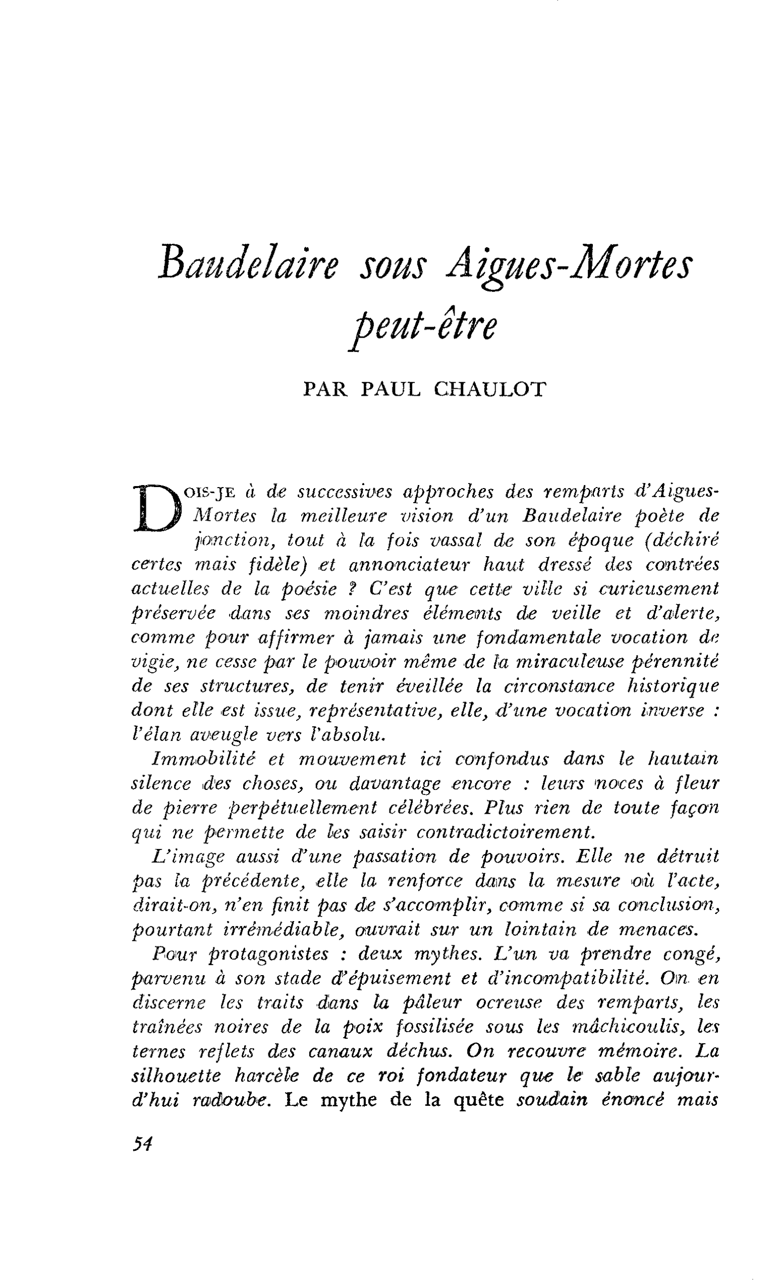 Baudelaire sous Aigues-Mortes peut-être